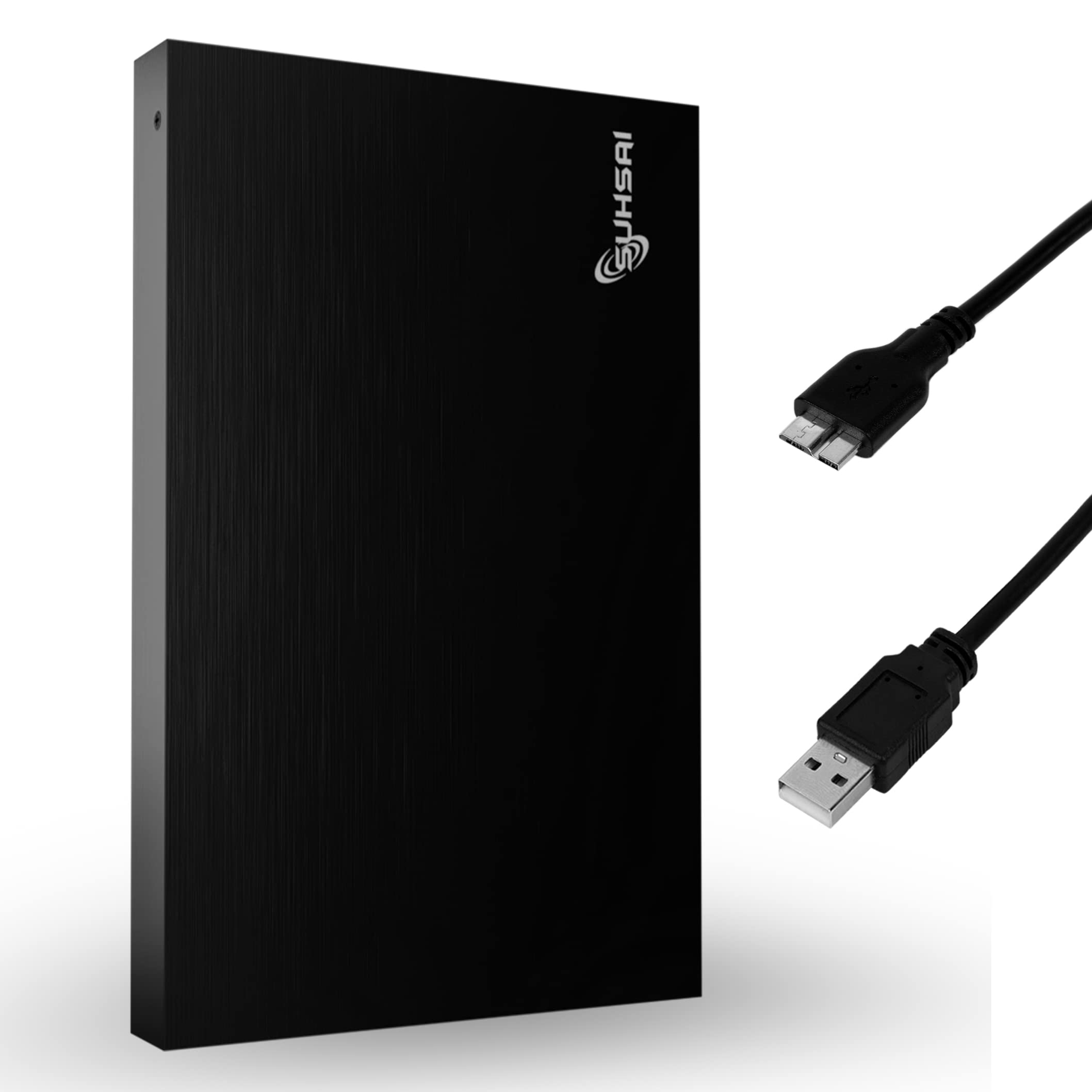 هارد دیسک خارجی قابل حمل SUHSAI 1TB حافظه پشتیبان جیبی HDD 2.5 اینچ ذخیره‌سازی داده هارد دیسک خارجی USB 3.0 سازگار با کامپیوترهای بازی، مک و لپ‌تاپ - رنگ سیاه 1 ترابایت سیاه