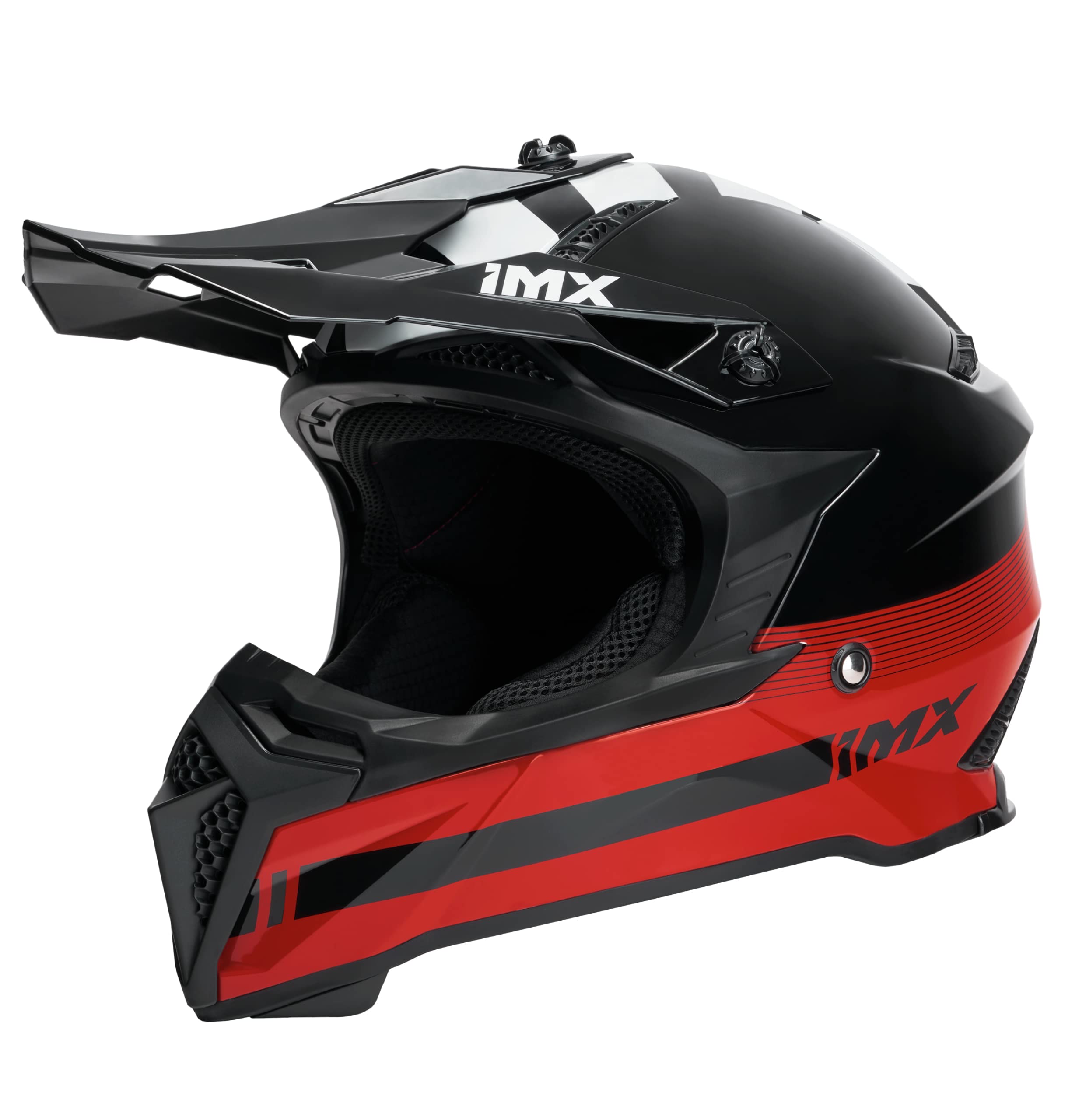کلاه موتورسواری آفرود IMX RACING FMX-02 اندازه گیری 2 EPS وسیله اضطراری خدمات درمانی خنک کننده پیشانی قابل تنظیم پارچه داخلی قابل جدا شدن L سیاه / قرمز / سفید