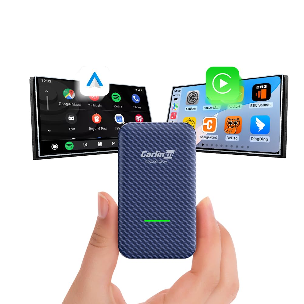 مترجم.، Carlinkit CP2A آداپتور CarPlay به Android Auto، دانگل بی‌سیم ۳-به-۱ Apple CarPlay/Android Auto، آسان برای مخفی کردن، اتصال پایدار، کار با پورت USB-A/Type-C (نسل جدید)