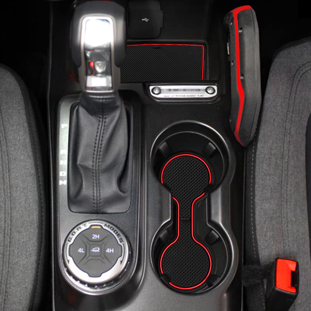 سریع., Auovo Anti Dust Cup Holder Insert Liners سازگار با لوازم جانبی فورد برونکو 2021 2022 2023 2024 Custom Fit Door متمرکز متر Pچمر متر مناسب 13 عدد (انتقال خودکار) (4 درب، قرمز) 4 درب قرمز