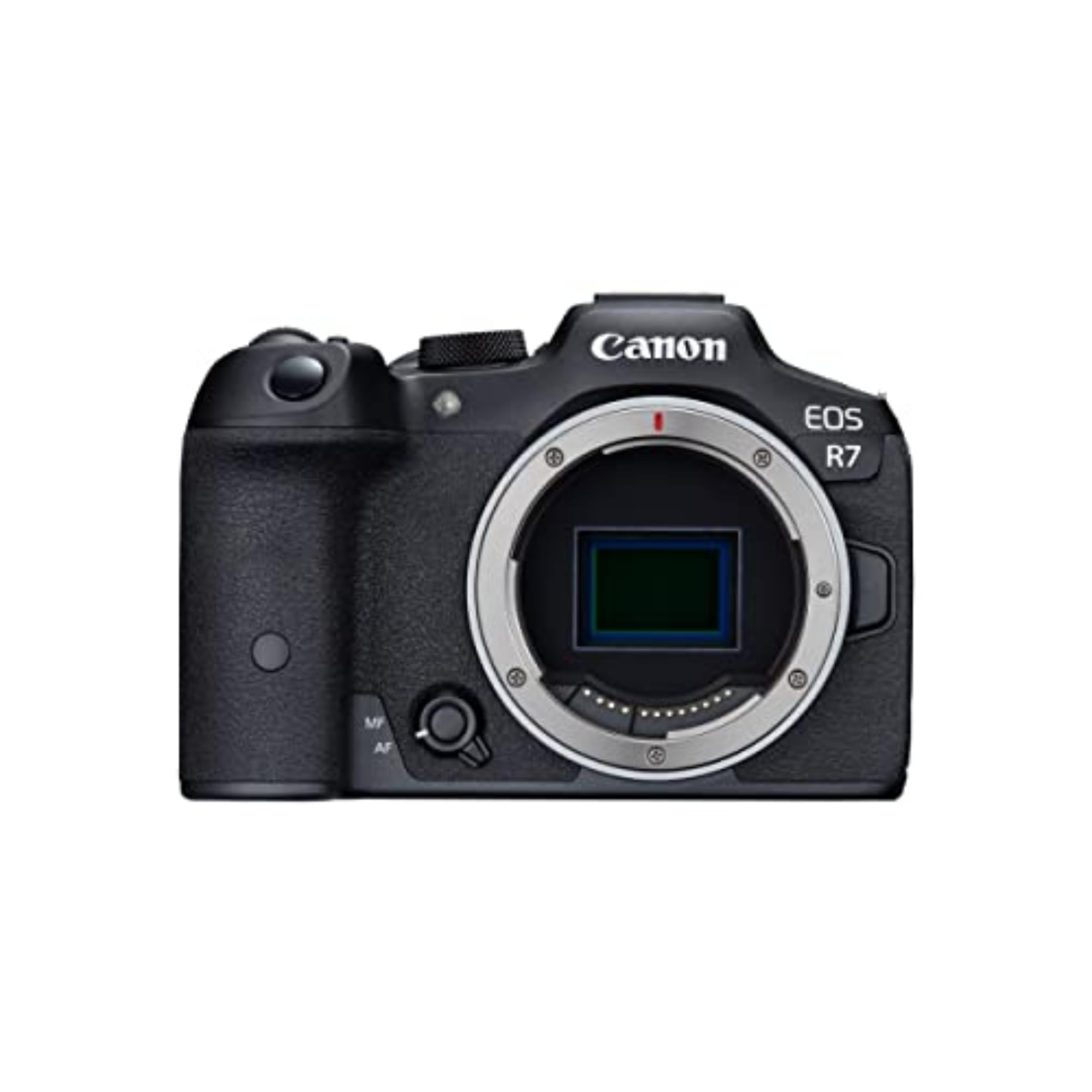 Canon EOS R7 (تنها بدنه)، دوربین ولاگینگ بدون آینه، کیفیت تصویر 32.5 مگاپیکسل، ویدیوی ۴K 60 فریم بر ثانیه، پردازنده DIGIC X، فوکوس خودکار CMOS دو پیکسل، شناسایی شیء، برای حرفه‌ای‌ها و خالقان محتوا