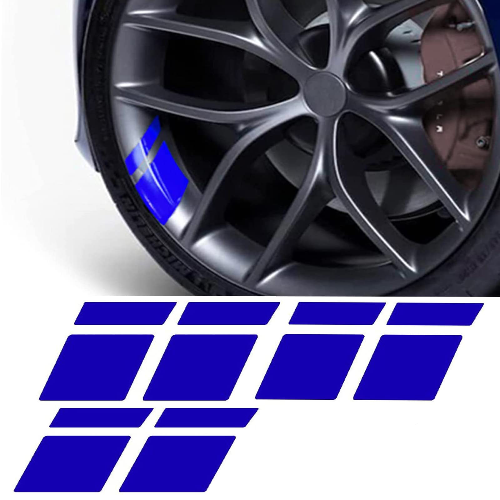 برچسب‌های دیسک‌های چرخ MAKINGTEC، برای 18-21 اینچ تزئینات خودرو موتوری، وسایل جانبی برای اتومبیل‌ها و کامیون‌ها (6 عدد آبی، سه‌بعدی)