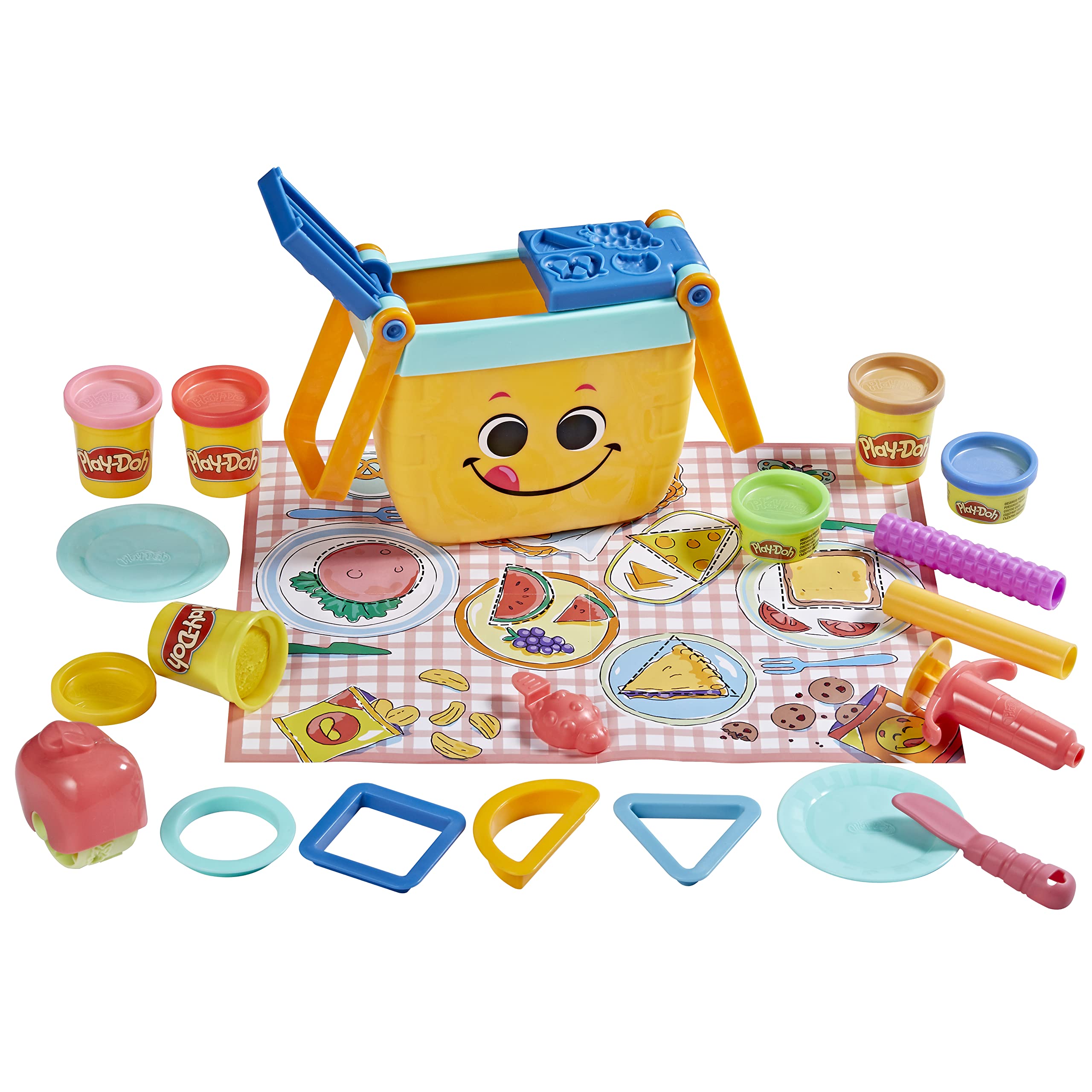 مجموعه شروع اشکال پیک نان Play-Doh، اسباب بازی برای دختران و پسران 3 ساله، صنایع دستی پیش‌دبستانی، غذاهای بازی، 12 ابزار و 6 رنگ ماده مدل‌سازی