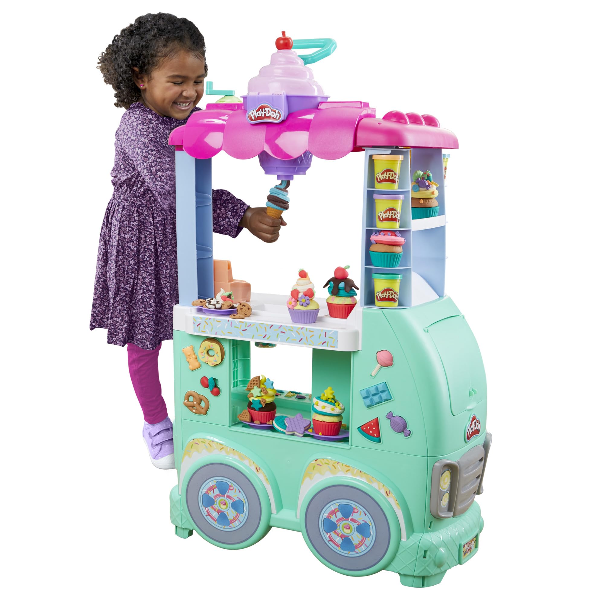 اسباب بازی کامیون غذا Play-Doh Kitchen Creations Sweet Snacks برای کودکان، 12 بستهٔ مدلینگ خمیر، اسباب بازی پیش‌دبستانی برای دختران و پسران 3 ساله و بالاتر (در امازون اختصاصی)