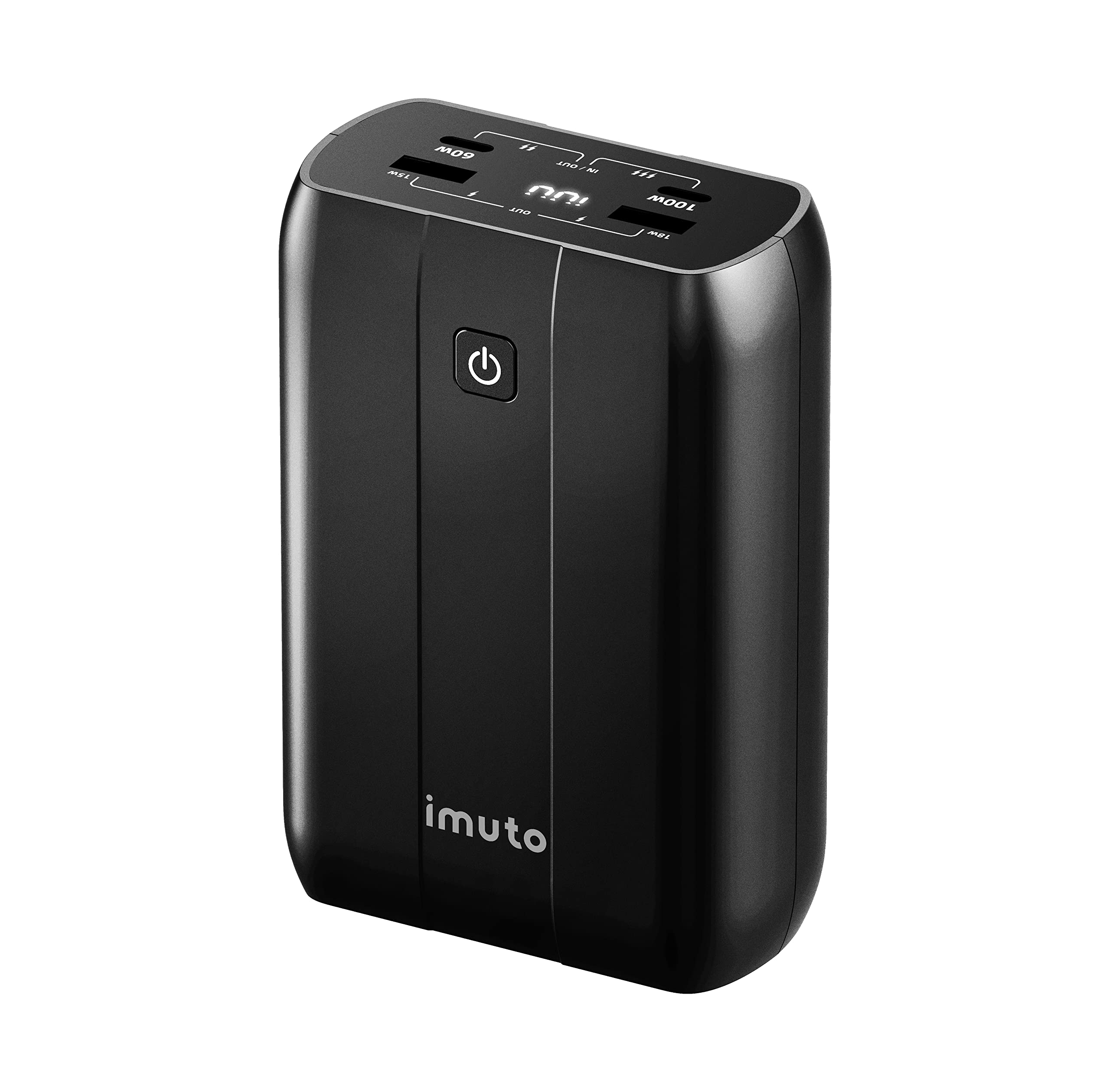 شارژر قابل حمل imuto 100W 99Wh، باتری خارجی برای لپ تاپ، شارژ سریع PD USB C، مناسب برای لپ تاپ، مک بوک، سرفیس، آیپد، استیم دک، سوییچ، گلکسی، پیکسل رنگ مشکی
