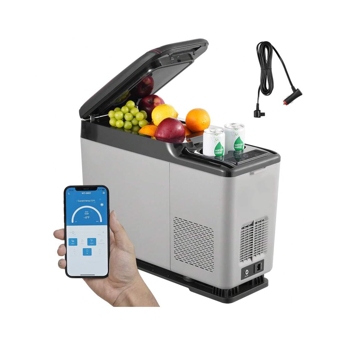 یخچال خودروی CRONY CF15 15 لیتری با اپلیکیشن DC 12 ولت برای جای بغل مرکزی در خودرو با جعبه دستگاه یخچال درون خودرو با جای دستگاه یخچال درون خودرو