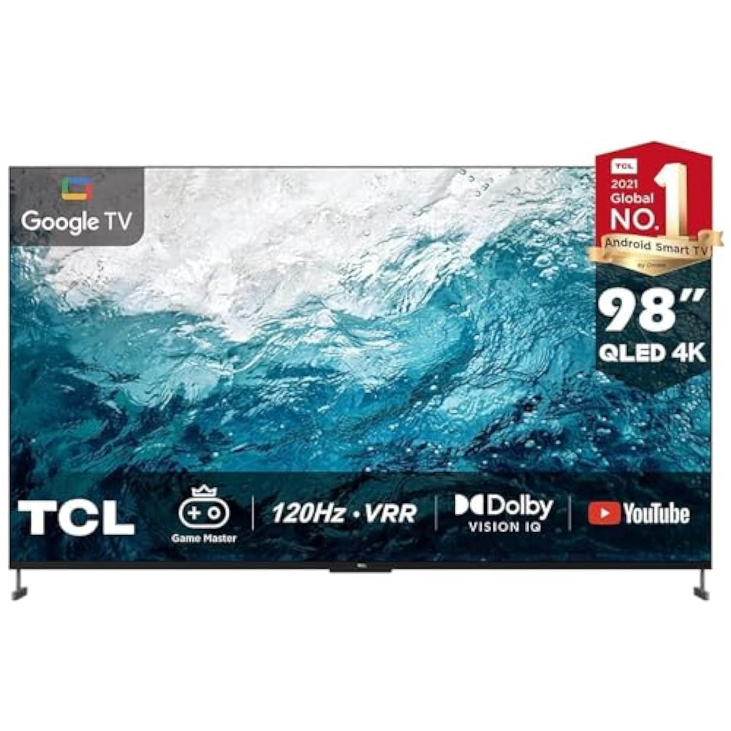 تلویزیون TCL 98 اینچ QLED 4K HDR به همراه Dolby Vision Google MEMC 120Hz VRR Processor ورودی HDMI 2.1 - 98C735
