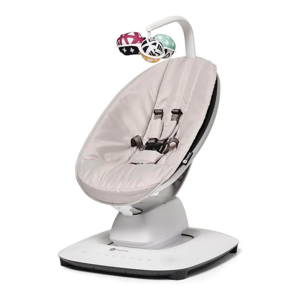 4moms ماما رو Multi Motion صندلی نوزاد با بلوتوث بچه تکان‌دهنده با 5 حرکت منحصر به فرد، پارچه نایلون، خاکستری، خاکستری