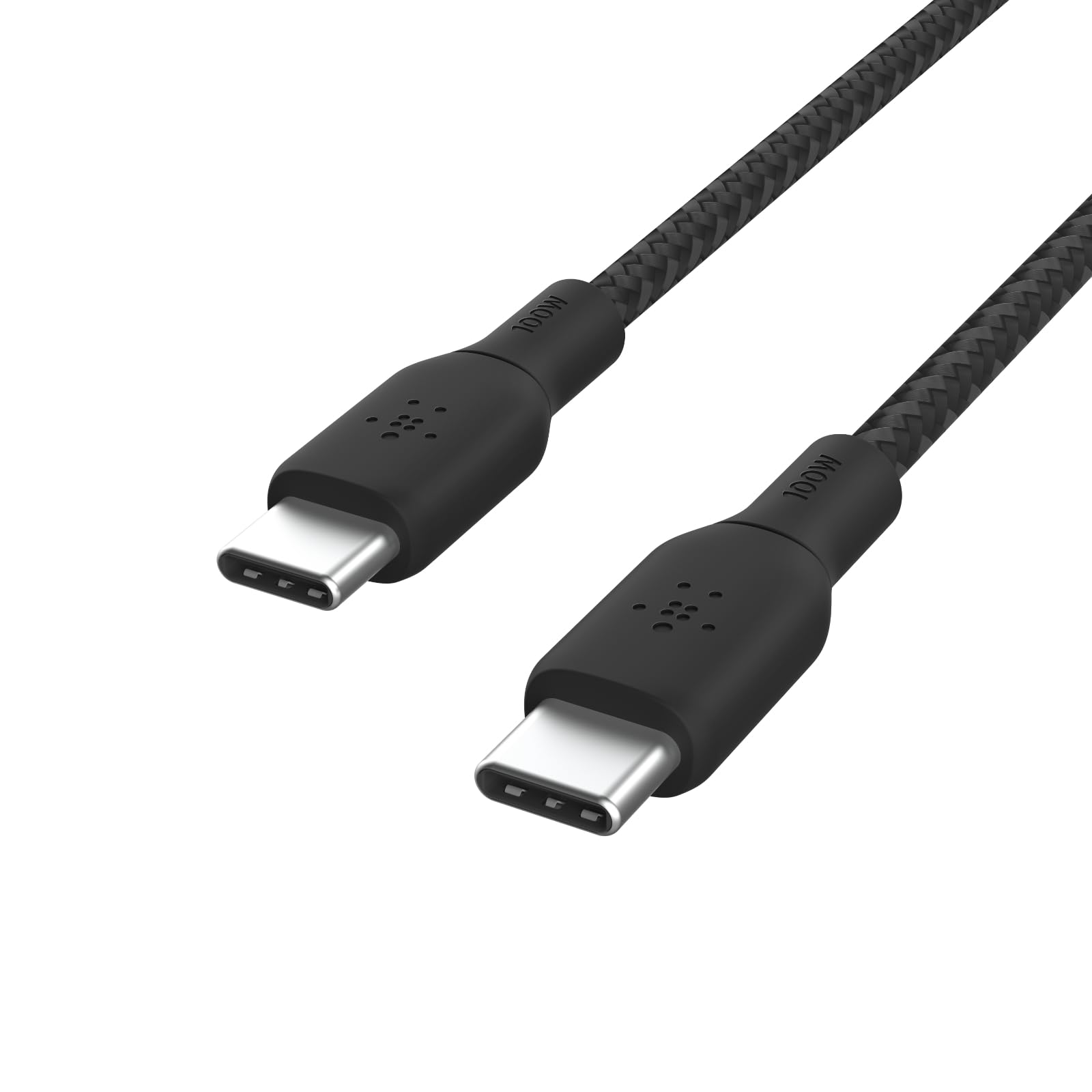 کابل Belkin USB Type C to C ، 100W Power Delivery USB-IF Certified 2.0 USB C Charger Cable با پوشش نایلون دوبل برید برای آیفون ۱۶، ۱۵، آیپد، مک بوک، گلکسی، پیکسل و ... - ۲ متری، مشکی