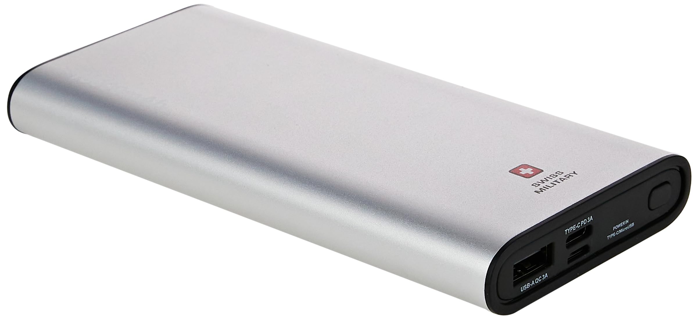 پاور بانک Swiss Military Chandoline PD 10000MAH: شارژ سریع، خروجی 20 وات، 50% شارژ در 30 دقیقه* - ورودی‌های Type-C، Micro و USB، نقره‌ای