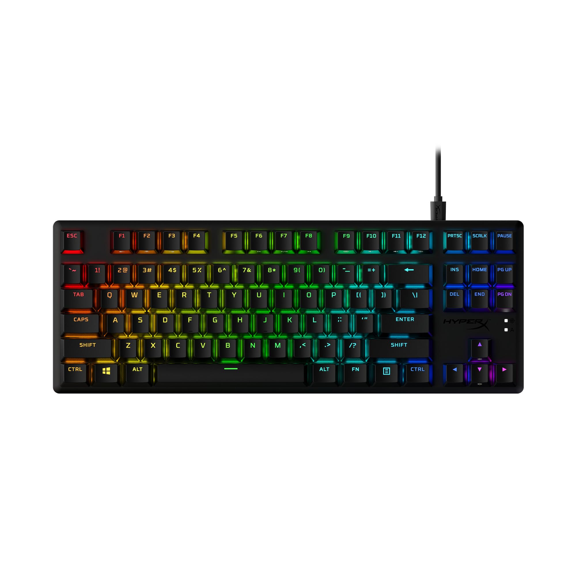 کیبورد بازی مکانیکی HyperX Alloy Origins Core PBT - TKL، کلاوهای PBT، نورپردازی RGB، کوچک، بدنه آلومینیوم، قابل تنظیم با HyperX NGENUITY، حافظه داخلی - سوئیچ HyperX Clicky Blue سیاه PBT TKL کیبورد HyperX آبی