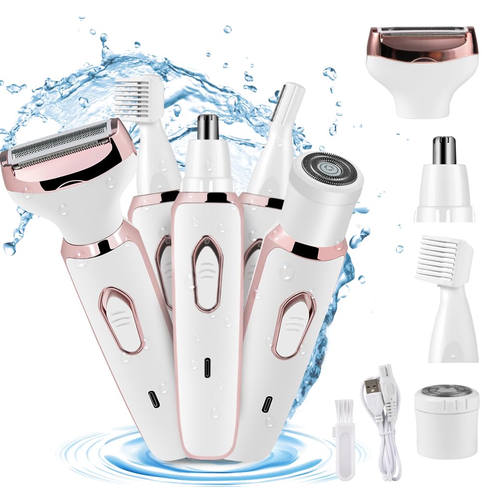 SUCITY Eyebrow Trimmer، 4 در 1 Multifunctional Hair Trimmer، Electric Shaver for Women، USB Rechargeable Eyebrow Trimmer Painless Shaver Hair Clipper for Bikini، Nose Hair، Eyebrow، Body، Sideburn