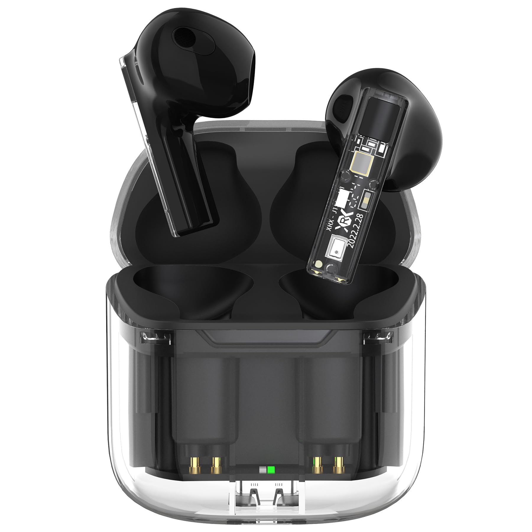 هدفون بی سیم PHOCAR، ضدآب، بلوتوث 5.3، هدفون بلوتوث شفاف با صدای استریو، کاهش نویز، کنترل لمس هوشمند، سازگار با آیفون، آیپد، مک بوک، سامسونگ، شیائومی - رنگ مشکی