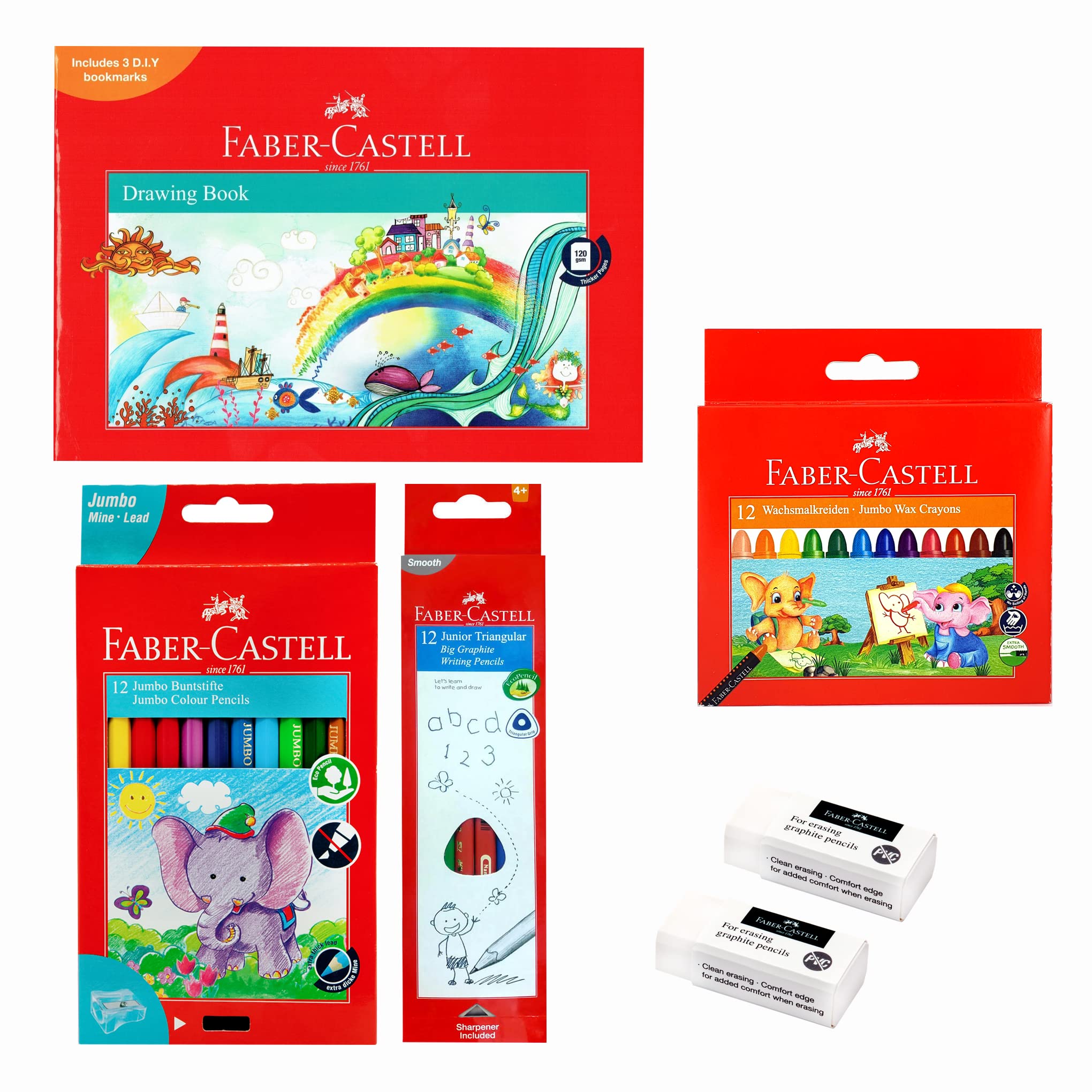 ست Faber-Castell Kids Jumbo Colouring Sets، مجموعه‌های رنگ آمیزی بزرگ کودکان، متنوع (ASSORTED)، PRM2022-1