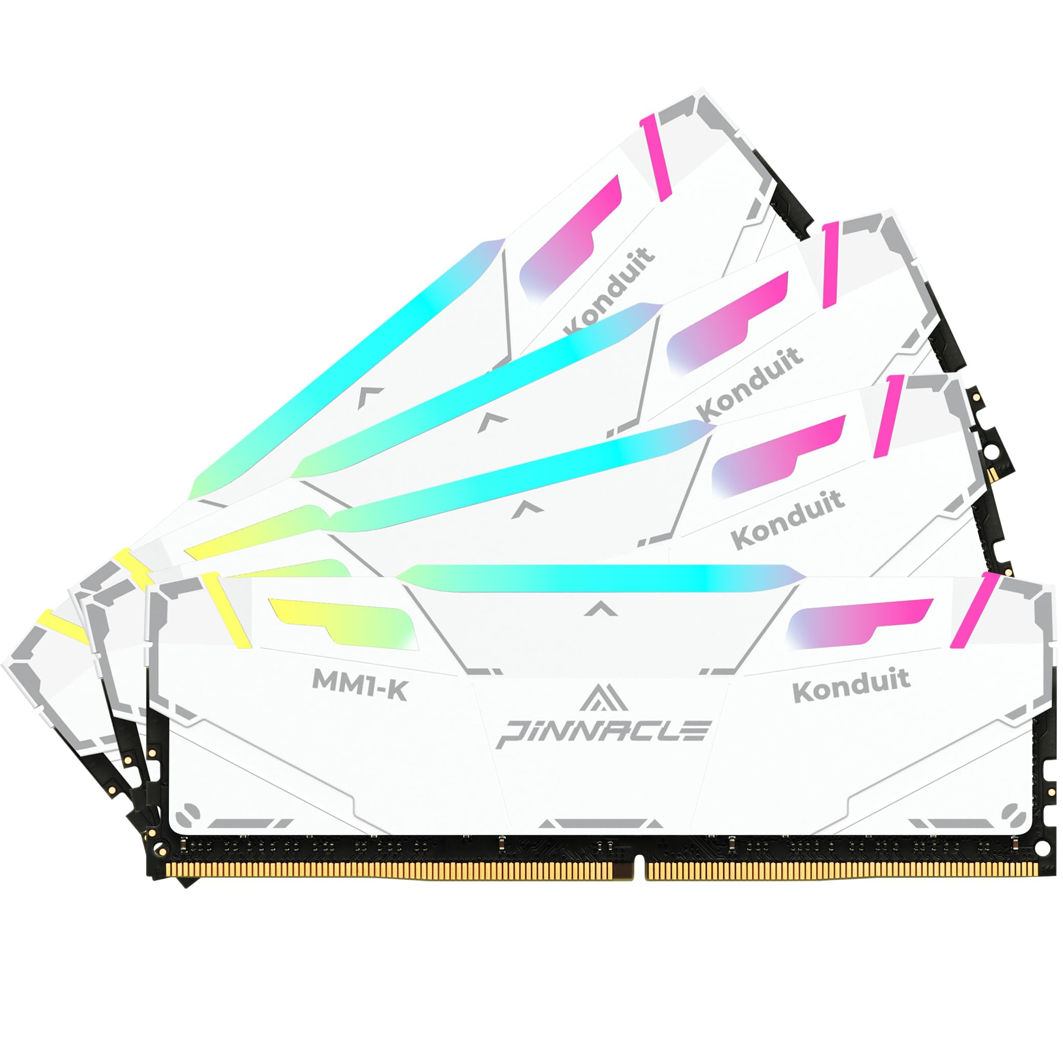 Timetec Pinnacle Konduit RGB 32GB KIT (4x8GB) DDR4 3600MHz PC4-28800 CL18-22-22-42 XMP2.0 اورکلاکینگ 1.35V سازگار با دسکتاپ‌های گیمینگ AMD و Intel ماژول حافظه RAM - سفید 32GB KIT (4x8GB) RGB سفید