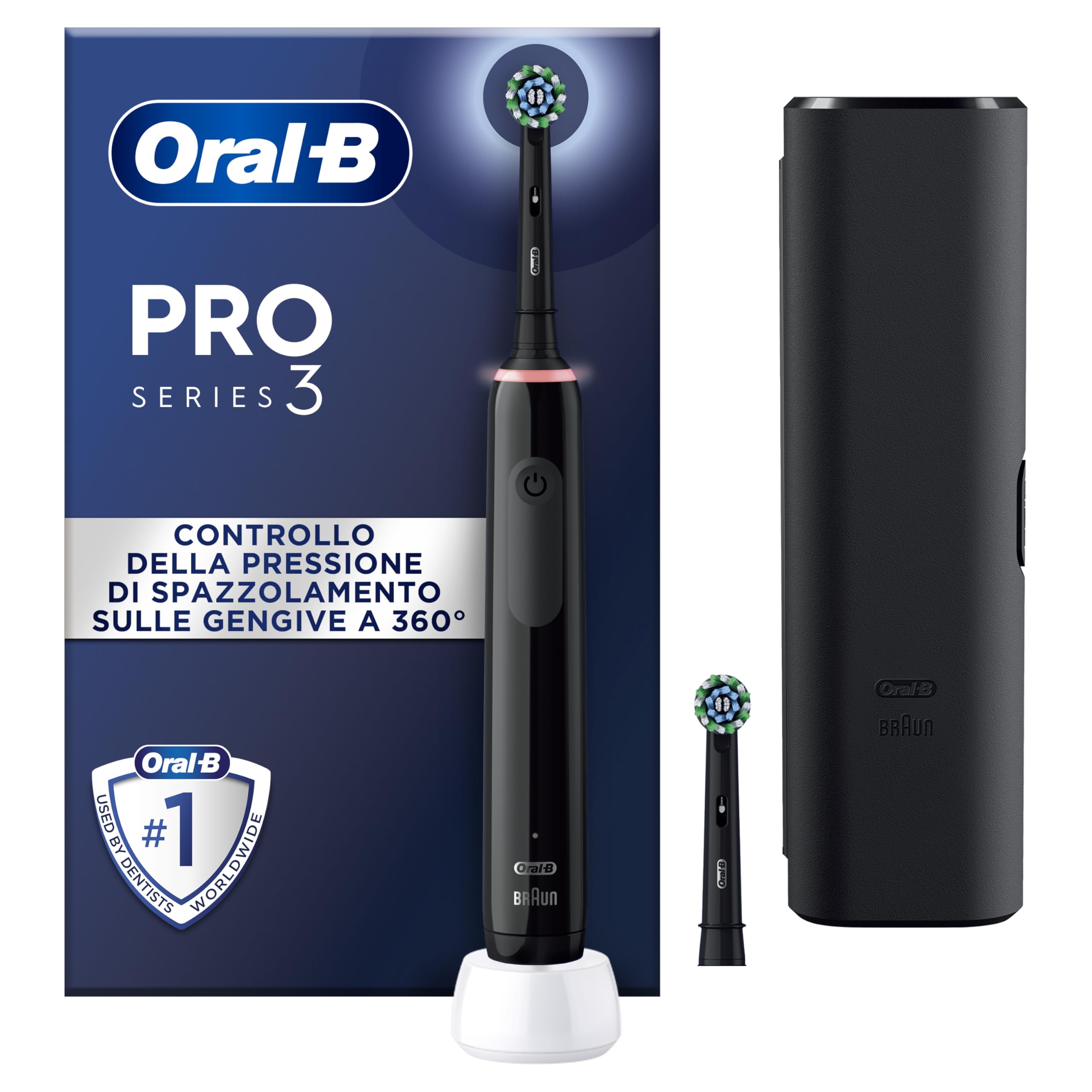 سهم Oral-B Pro 3 3500 نسخه سیاه JAS22 با جعبه‌ی سفری، تک‌نفره