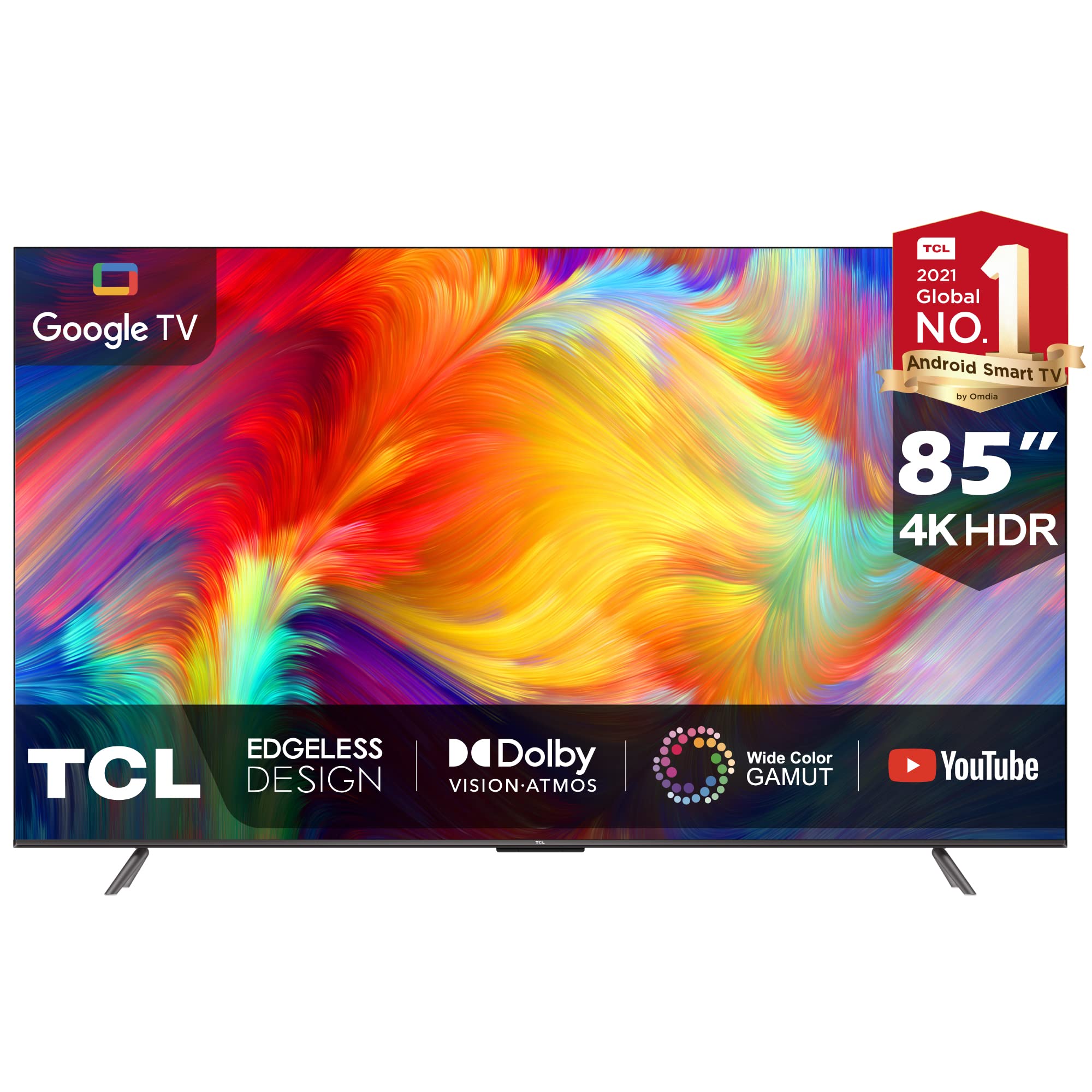 تلویزیون هوشمند TCL 85 اینچ 4K Ultra HD، Google TV با کنترل صدای بدون دست، Dolby Vision و Dolby Atmos، HDR 10، Chromecast و Google Assistant به همراه 60HZ MEMC، 85P735 (مدل 2023) با اندازه 85 اینچ.