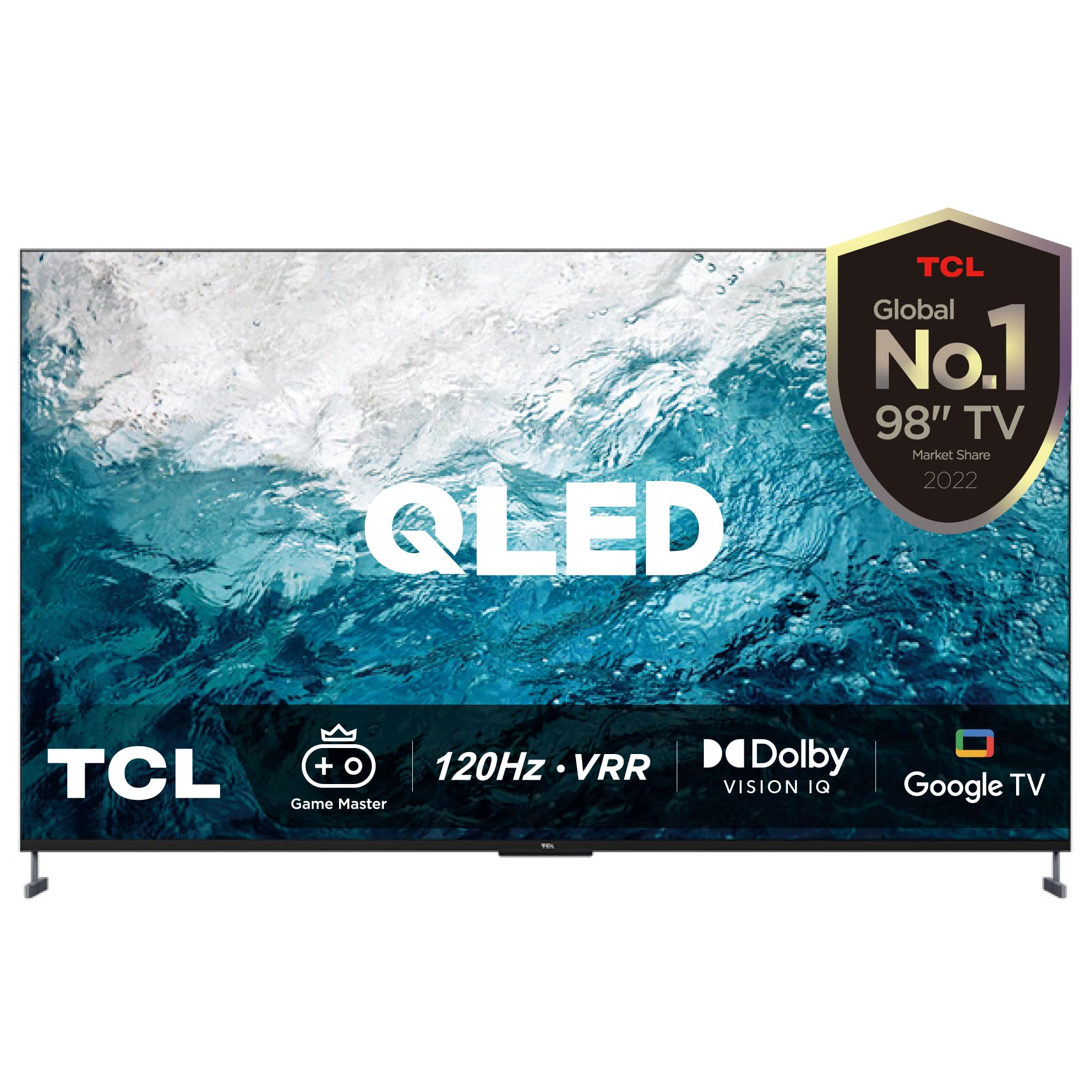 تلویزیون هوشمند TCL 98 اینچ 4K QLED HDR 10+ Ultra HD Game Master Dolby Vision IQ-Atmos Onkyo Audio فناوری Quantum Dot 144HZ VRR 98C735-1 Year Warranty (مدل ۲۰۲۲)، رنگ مشکی 98 اینچ مدل 2022 سری 4K QLED C7