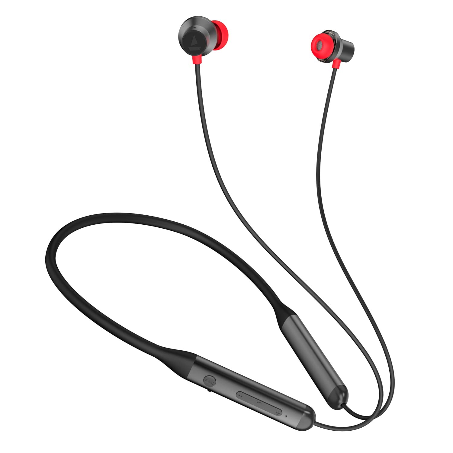هدفون در گوش بلوتوثی boAt Rockerz 330ANC با گردنبند، دارای میکروفون، صدای بیونیک کریستالی به وسیله Dirac Opteo، قابلیت حذف نویز فعال (ANC)، درایورهای 13 میلیمتری، شارژ سریع ASAP، پخش 24 ساعته و تکنولوژی ENx (مشکی گانمتال).