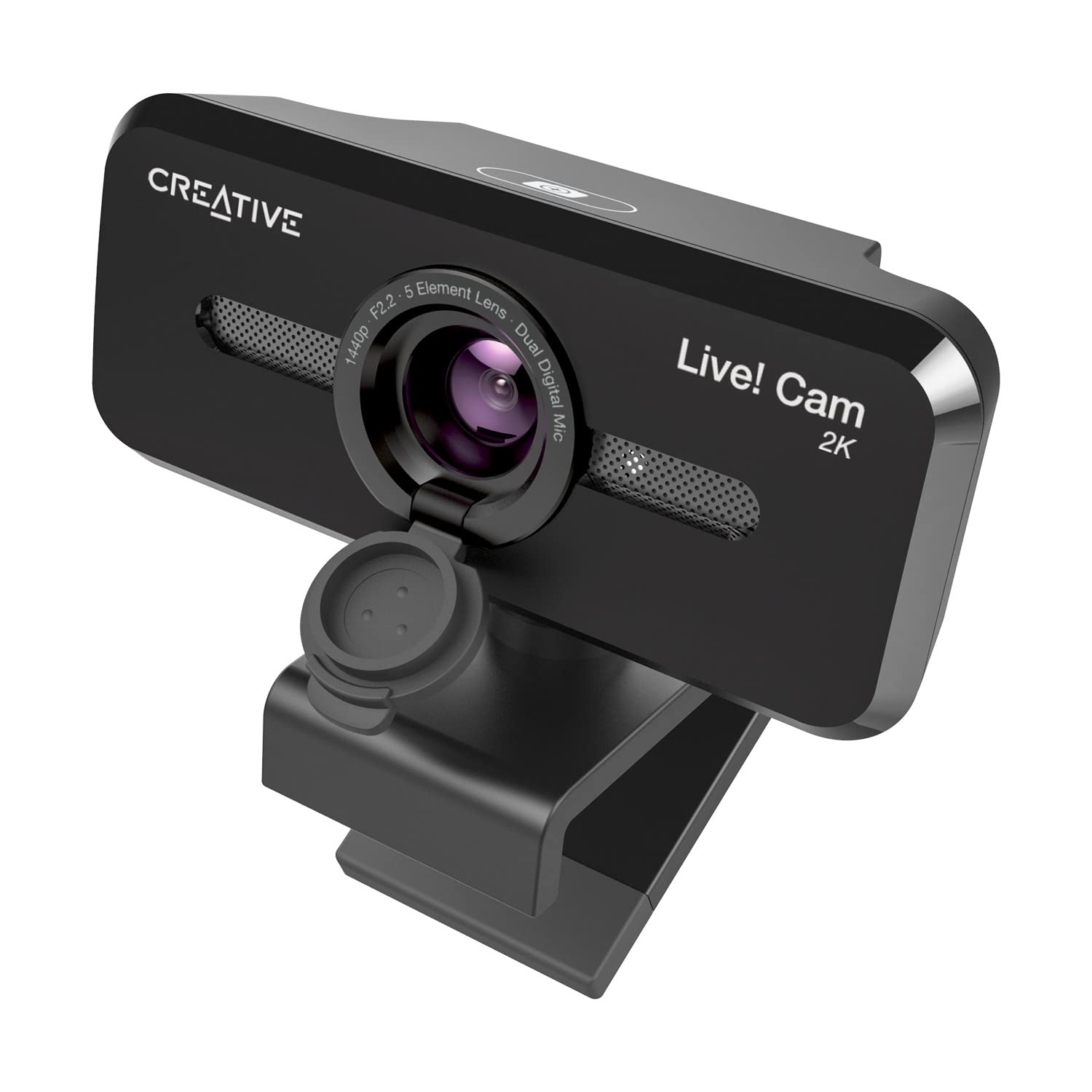 دوربین وب USB CREATIVE Live! Cam Sync V3 2K QHD با زوم دیجیتال 4 برابر و میکروفون‌ها، با کیفیت تصویر 1080p HD، با دید 95 درجه، با قابلیت زوم دیجیتال 4 برابر، با درپوش لنز، برای PC و Mac