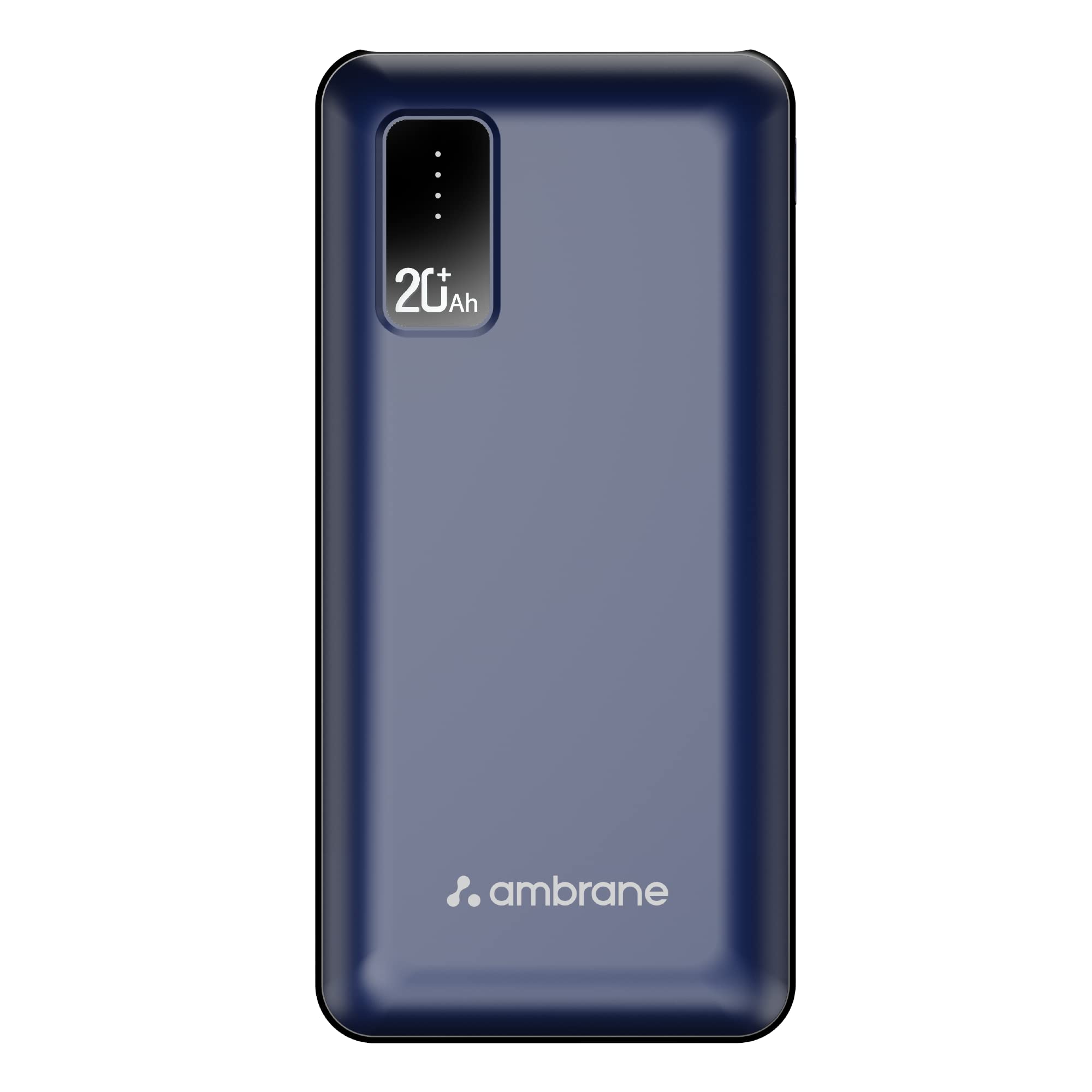 پاور بانک Ambrane با ظرفیت 20000 میلی آمپر ساعت با شارژ سریع 10.5 وات، دو خروجی USB، ساخته شده در هند، حفاظت چند لایه، سازگاری گسترده، طراحی شیک و کوچک + کابل Type-c رایگان (آبی)