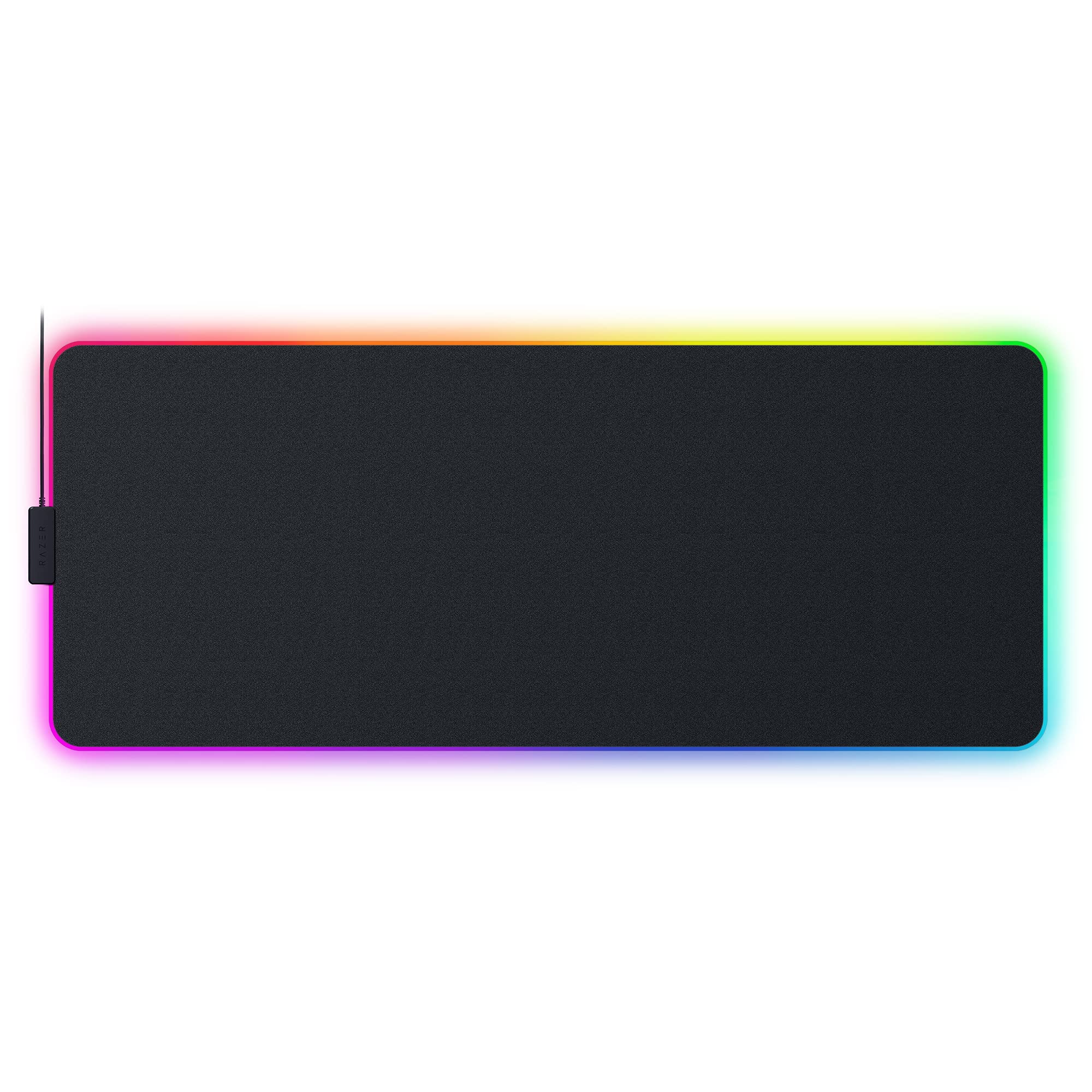 فرش بازی Razer Strider Chroma Hybrid، 19 منطقه روشنایی RGB Razer Chroma، اندازه گسترده، پایه ضد لغزش، مقاوم در برابر انسداد و آب، لبه‌های بی‌درز سیاه، RZ02-04490100-R3M1، بزرگ سیاه - RGB Strider L