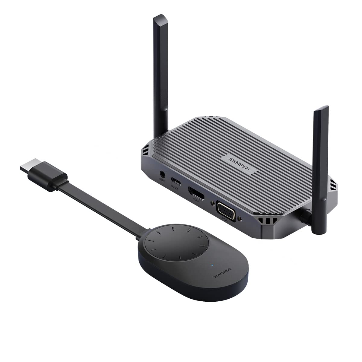 فرستنده و رسیور HDMI بی‌سیم Hagibis - کیت تقویت کننده و دانگل نمایش - آداپتور قابل پخش و قرار دادن برای تلویزیون، دوربین، استریمینگ، لپتاپ، کامپیوتر، رسانه، PS4/5