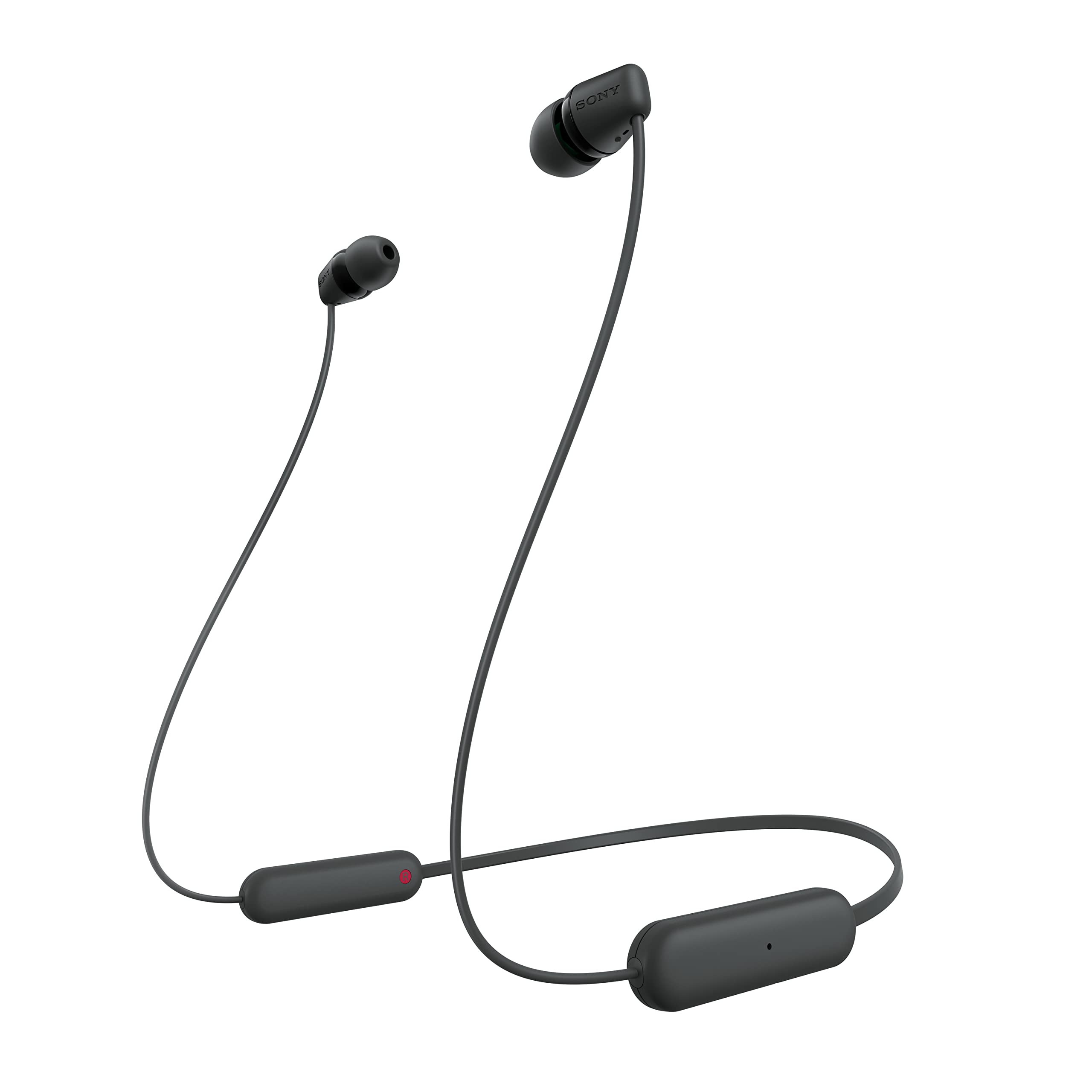 هدفون بلوتوث بی‌سیم Sony WI-C100 با میکروفون داخلی، رنگ مشکی، مدل متوسط، WI-C100/B