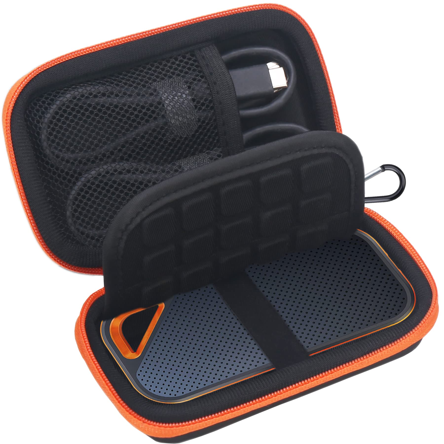 کیس حمل سخت Lacdo برای SanDisk Extreme Pro / SanDisk Extreme Portable SSD خارجی 500 گیگابایت، 1 ترابایت، 2 ترابایت، 4 ترابایت، درایو جامد USB-C درایو جامد ضد ضربه EVA ضد آب حفاظتی محافظتی محافظتی محافظتی مسافرتی، نارنجی
