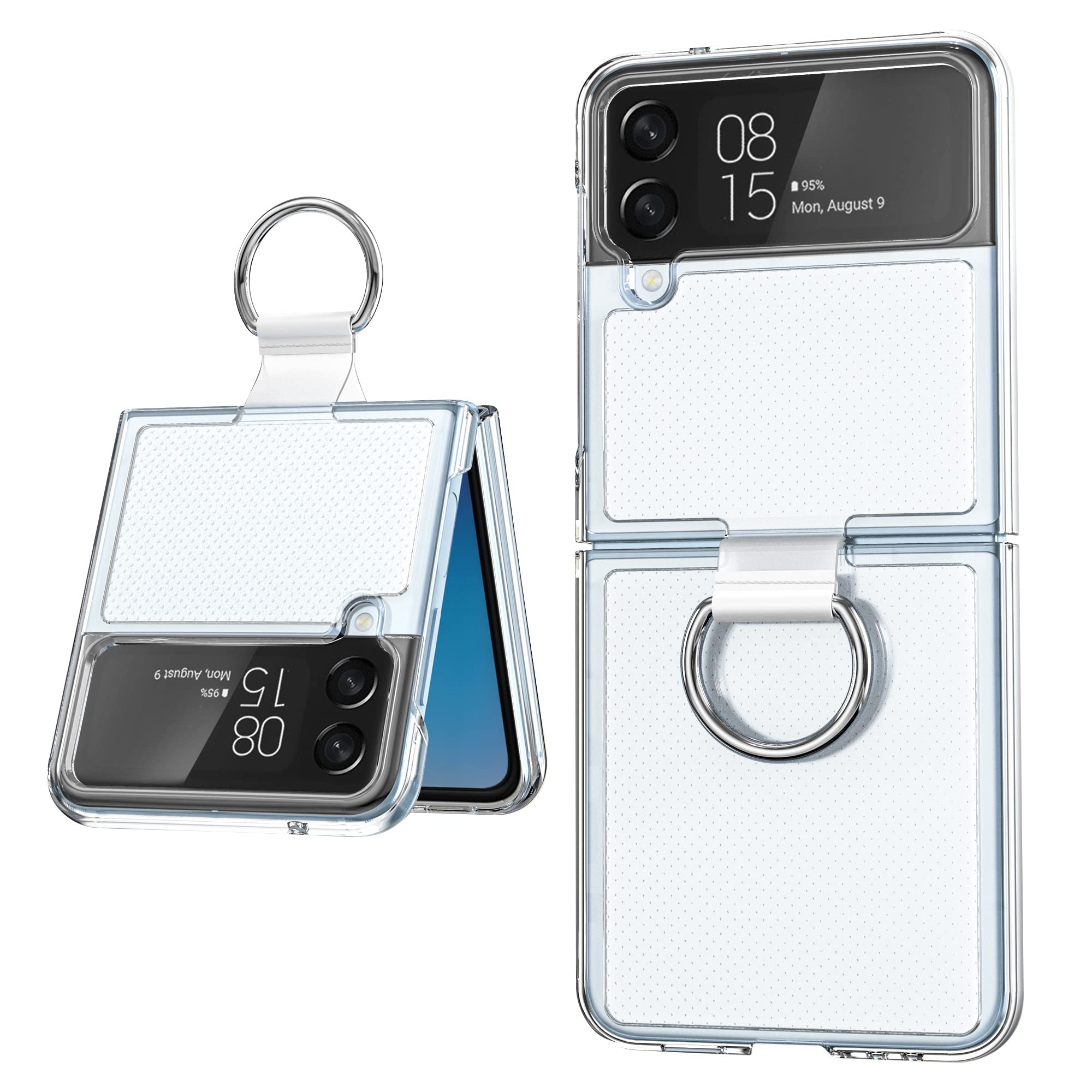پوشش موبایل شفاف T Tersely Clear با حلقه برای Samsung Galaxy Z Flip 4 5G، مناسب و محافظ حذف شوک برای Samsung Galaxy Z Flip 4 5G - شفاف