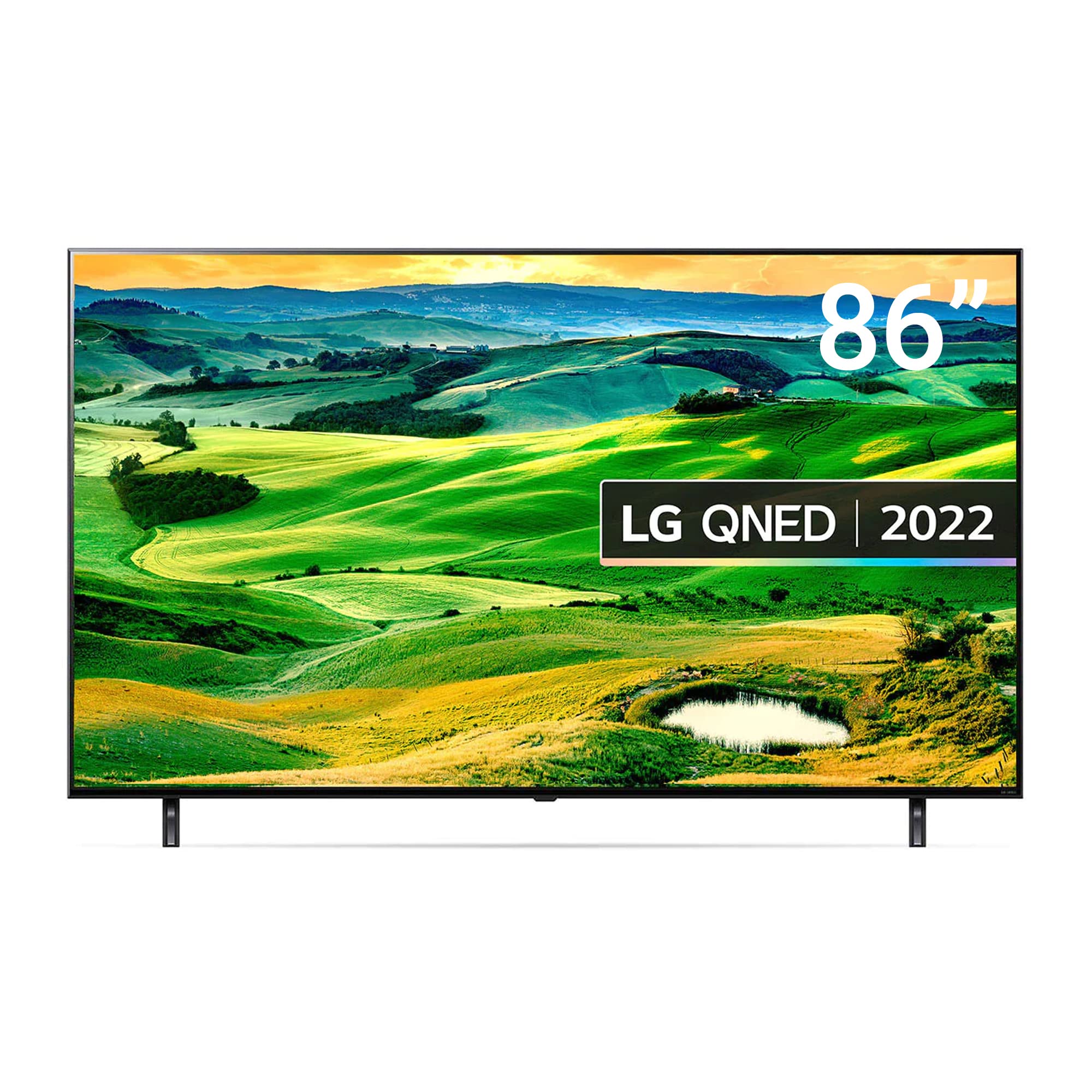 تلویزیون هوشمند LG QNED 4K سری 80 اینچ مدل QNED80، طراحی صفحه سینمایی، HDR فعال 4K، webOS22 با ThinQ AI، مشکی
