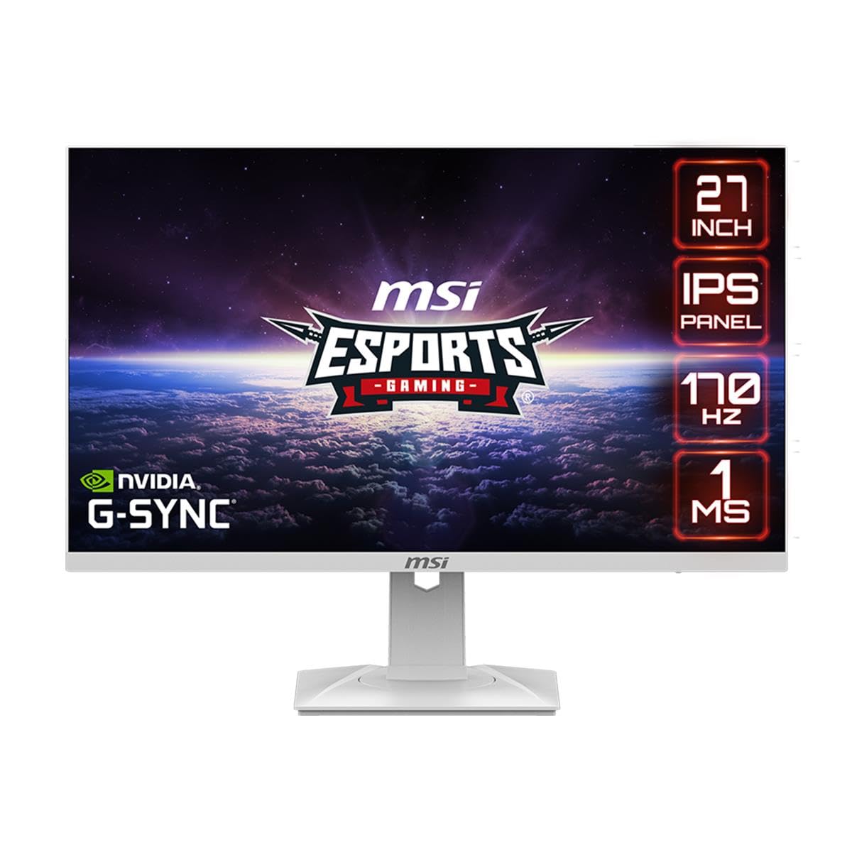 مانیتور گیمینگ MSI 27 اینچ سفید با کیفیت تصویر QHD (2560 × 1440)، ضد تابش با بوردر بسیار باریک، 170 هرتز، 1 میلی ثانیه پنل IPS سریع، سازگار با تکنولوژی G-Sync و آماده HDR (مدل OPTIX G274QRFW)