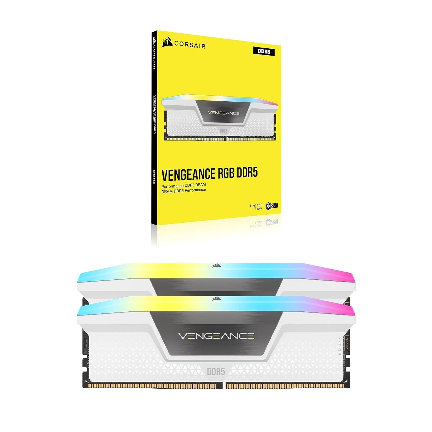 کرسیر ونجنس RGB DDR5 ۲ ۳۲GB (۲ x ۱۶GB) DDR5 ۶۰۰۰ CL40-40-40-77 ۱.۳۵ ولت حافظه اینتل ایکس‌ام‌پی - سفید