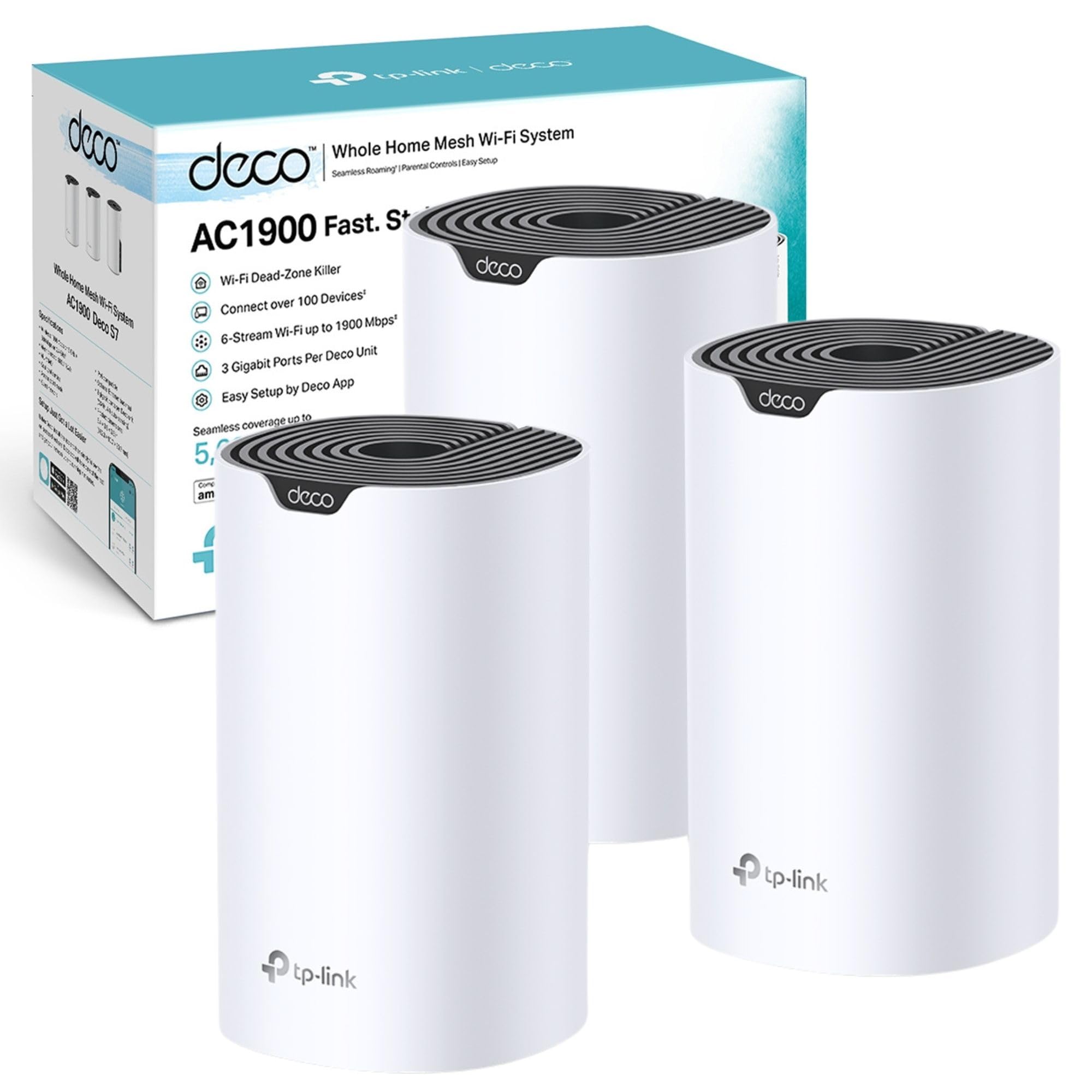سیستم وای فای مش تمام گنجایشی Deco S7 AC1900 از TP-Link، Deco S7(3 بسته)