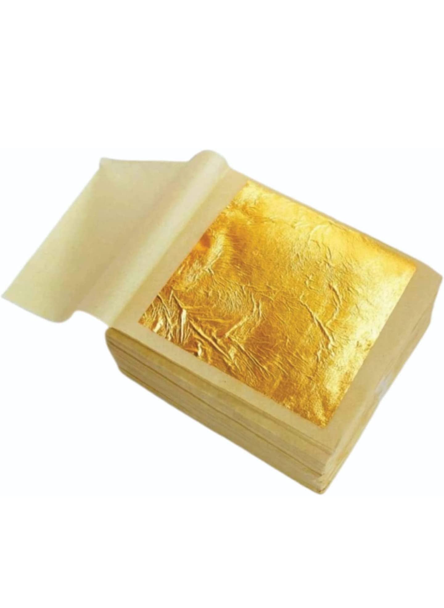 برگهای طلا 24k خوراکی تمیز FGLC سایز 75 میلیمتر در 50 میلیمتر 25 تایی لایه های طلا، ورقه های ورق برای شیرینی، تزئین کیک، بستنی، سرم ها، داروهای آیورویدا، مواد غذایی اشرافی، اسپا صورت، ناخن ها