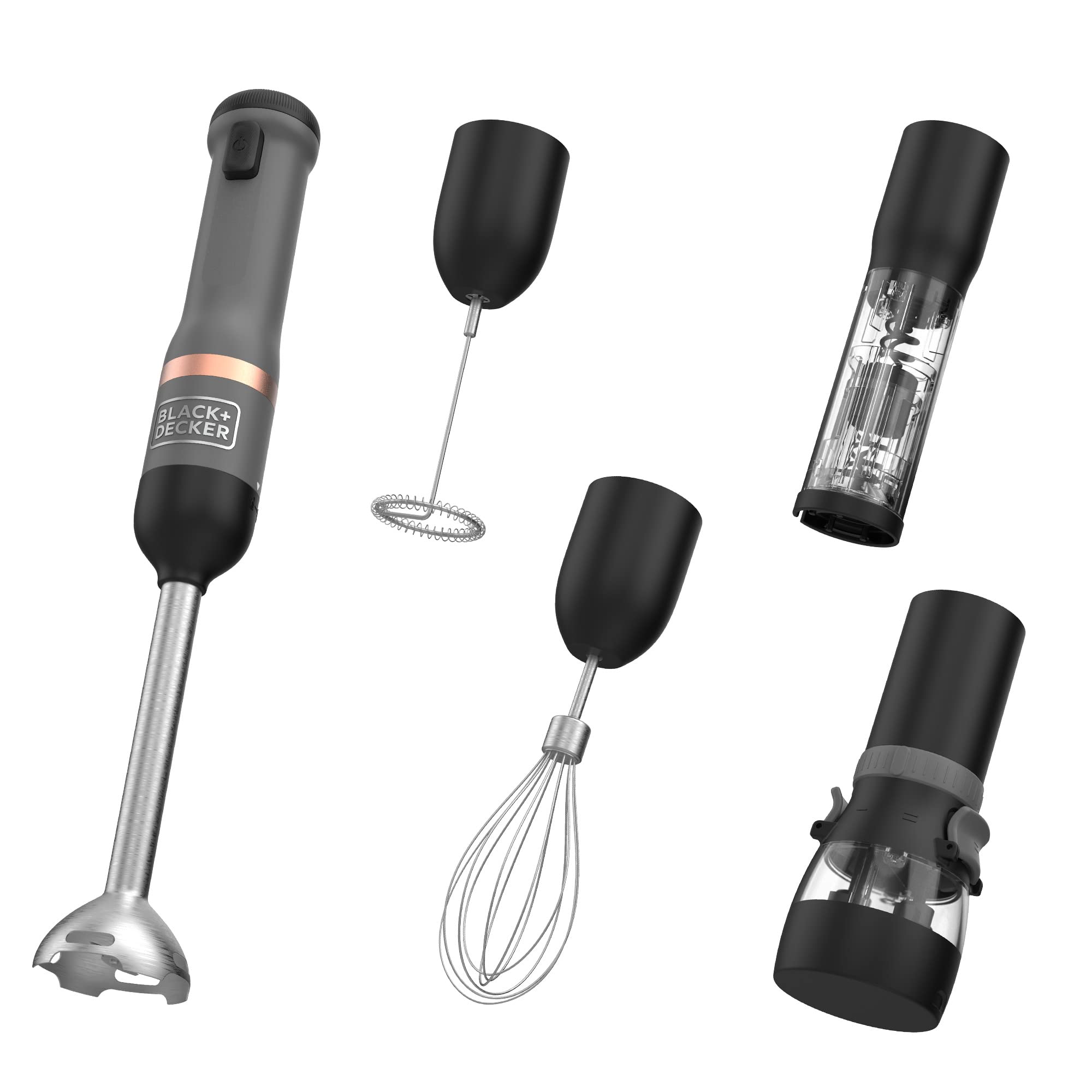 تمامی پیشه ها + DECKER Kitchen Wand شامل یک واحد تغذیه 7.2 ولت بلندر 700 میلی لیتری فنجان اندازه گیری پایه شارژ با کابل مغناطیسی مخلوط کن مخلوط کن شیر تهیه کننده اسپایس آسیاب قهوه بازکن و بازکن افعی و 4 لوازم جانبی