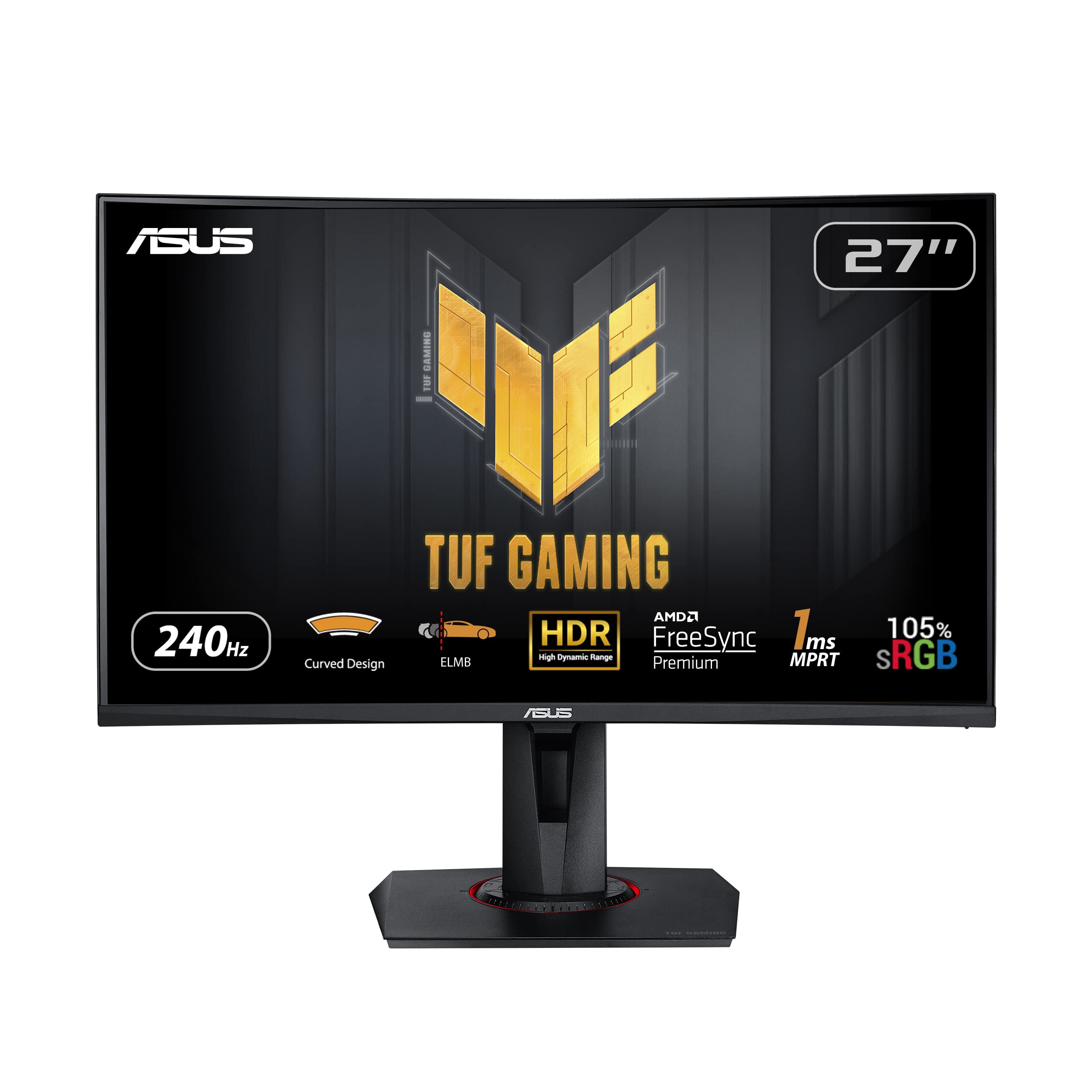 مانیتور بازی ASUS TUF Gaming VG27VQM – 27 اینچ Full HD (1920x1080)، 240Hz، Extreme Low Motion Blur™، Adaptive-sync، Freesync™ Premium، 1ms (MPRT)، 27 اینچ منحنی 240Hz