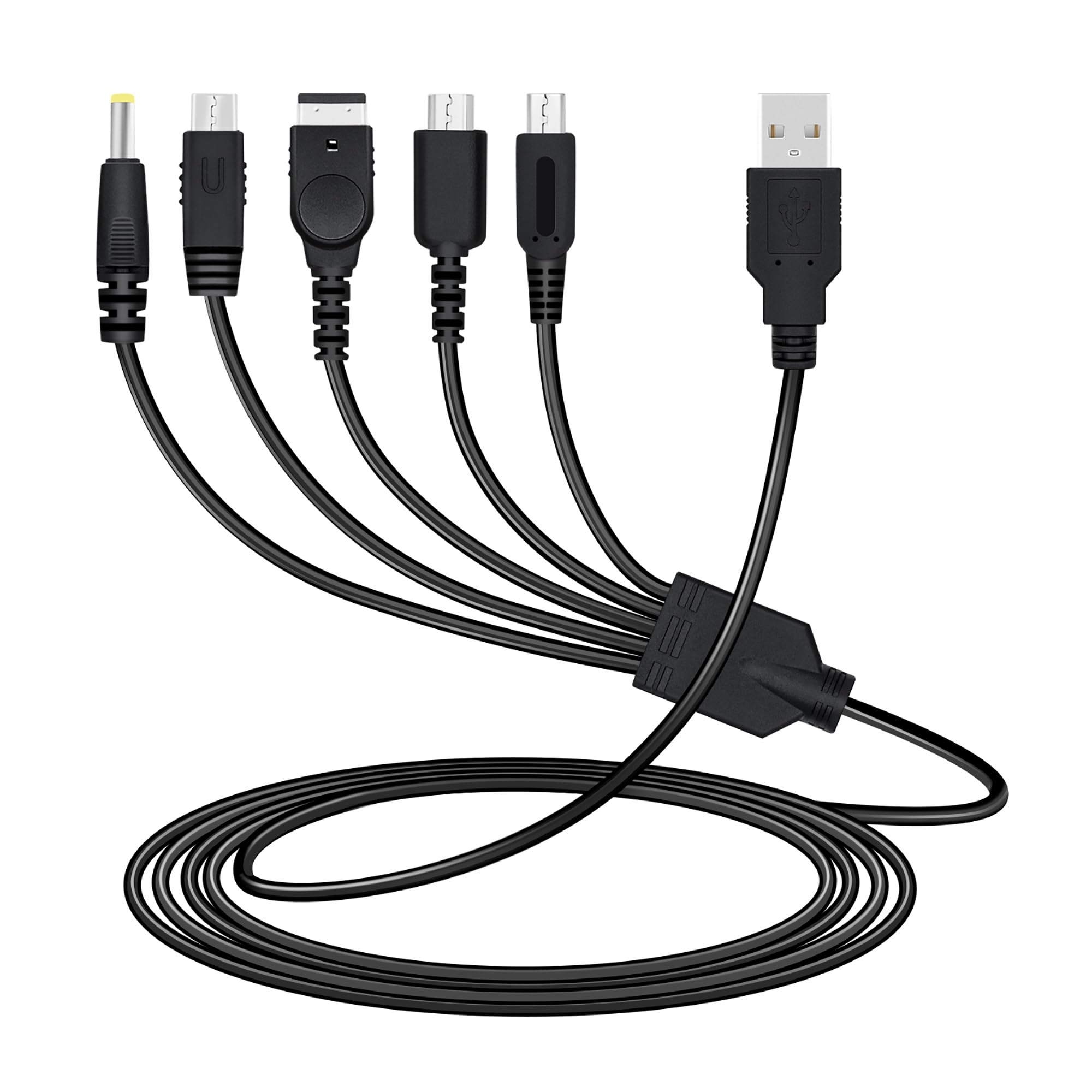 کابل شارژ 5 در 1 Mcbazel برای Nintendo DS Lite/NDS/New 3DS XL/New 3DS/3DS XL/3DS/2DS/DSi XL/Wii U/GBA SP(Gameboy Advance SP)/PSP 1000/2000/3000 کابل شارژر چند منظوره USB