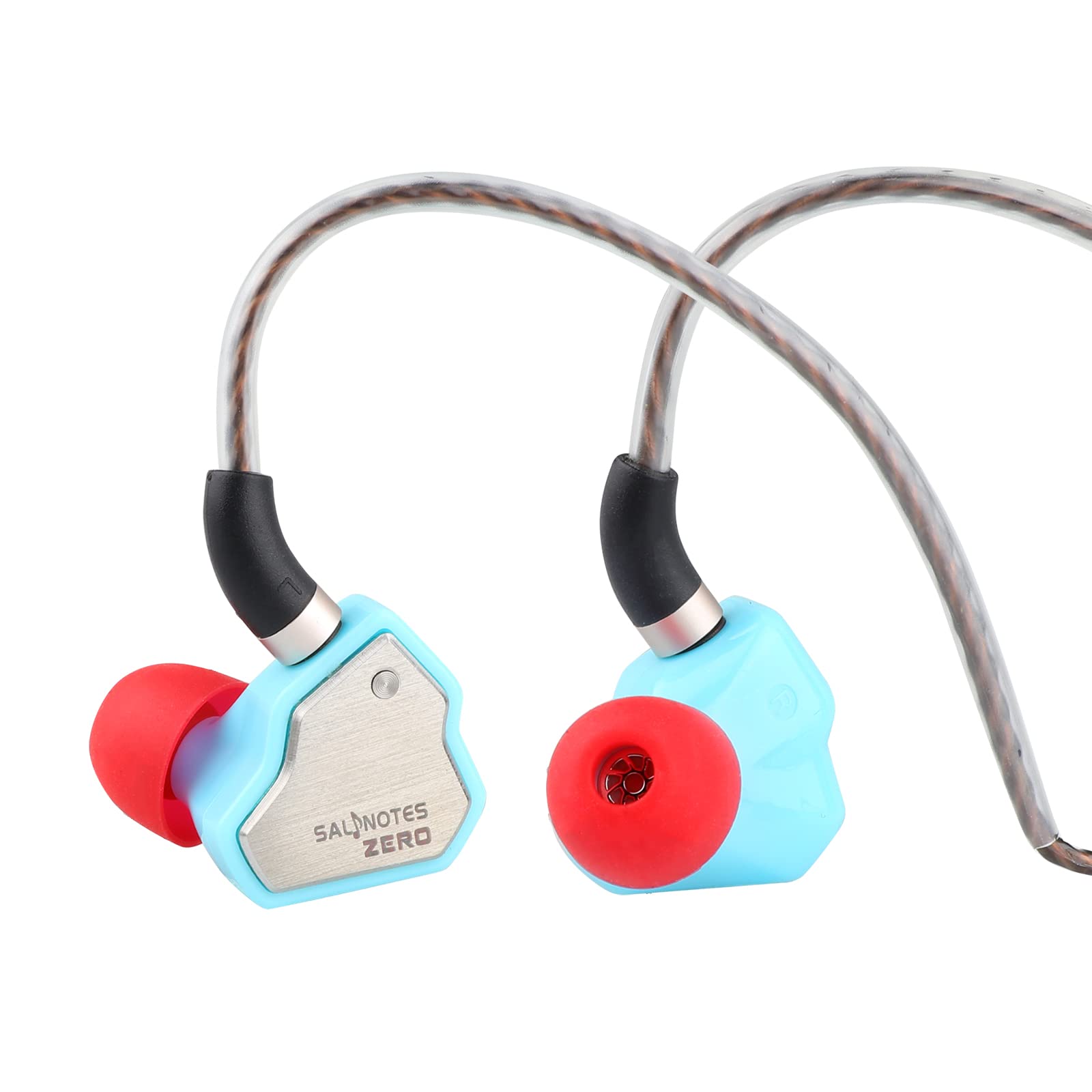 هدفون در گوش Linsoul 7Hz Salnotes Zero HiFi با درایور دینامیک 10 میلیمتری، دیافراگم کامپوزیت فلزی، صفحه فیس استیل ضدزنگ، کابل OFC قابل جداشدن با 2 پین (آبی، بدون میکروفن)، باسیم، بدون میکروفن، آبی