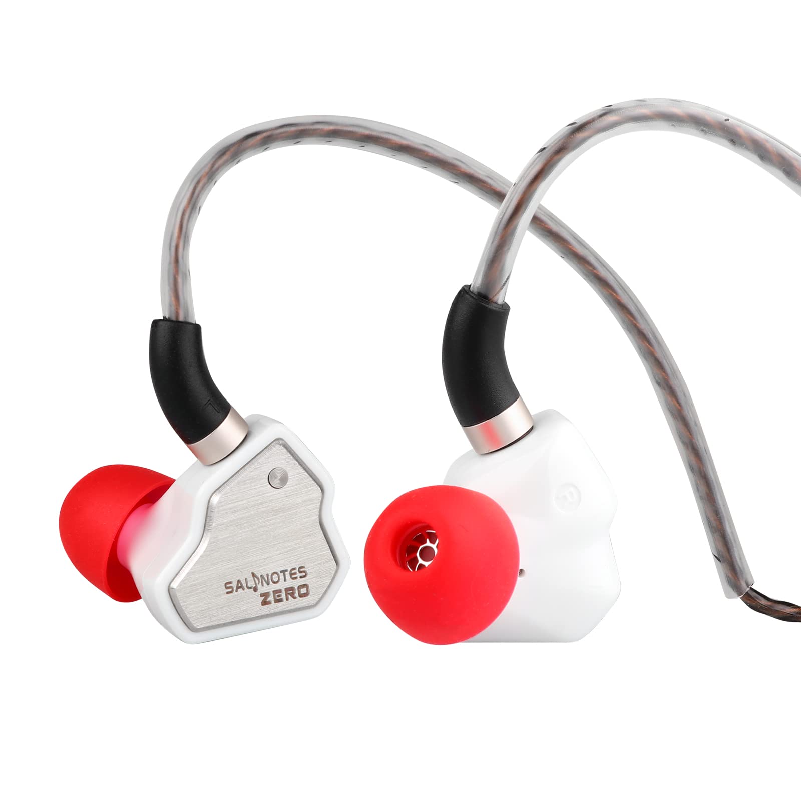 Linsoul 7Hz Salnotes Zero HiFi 10mm Dynamic Driver in-Ear Earphone IEM with Metal Composite Diaphragm Stainless Steel Faceplate Detachable 2Pin OFC Cable (White, Without Mic) Wired Without Mic White
