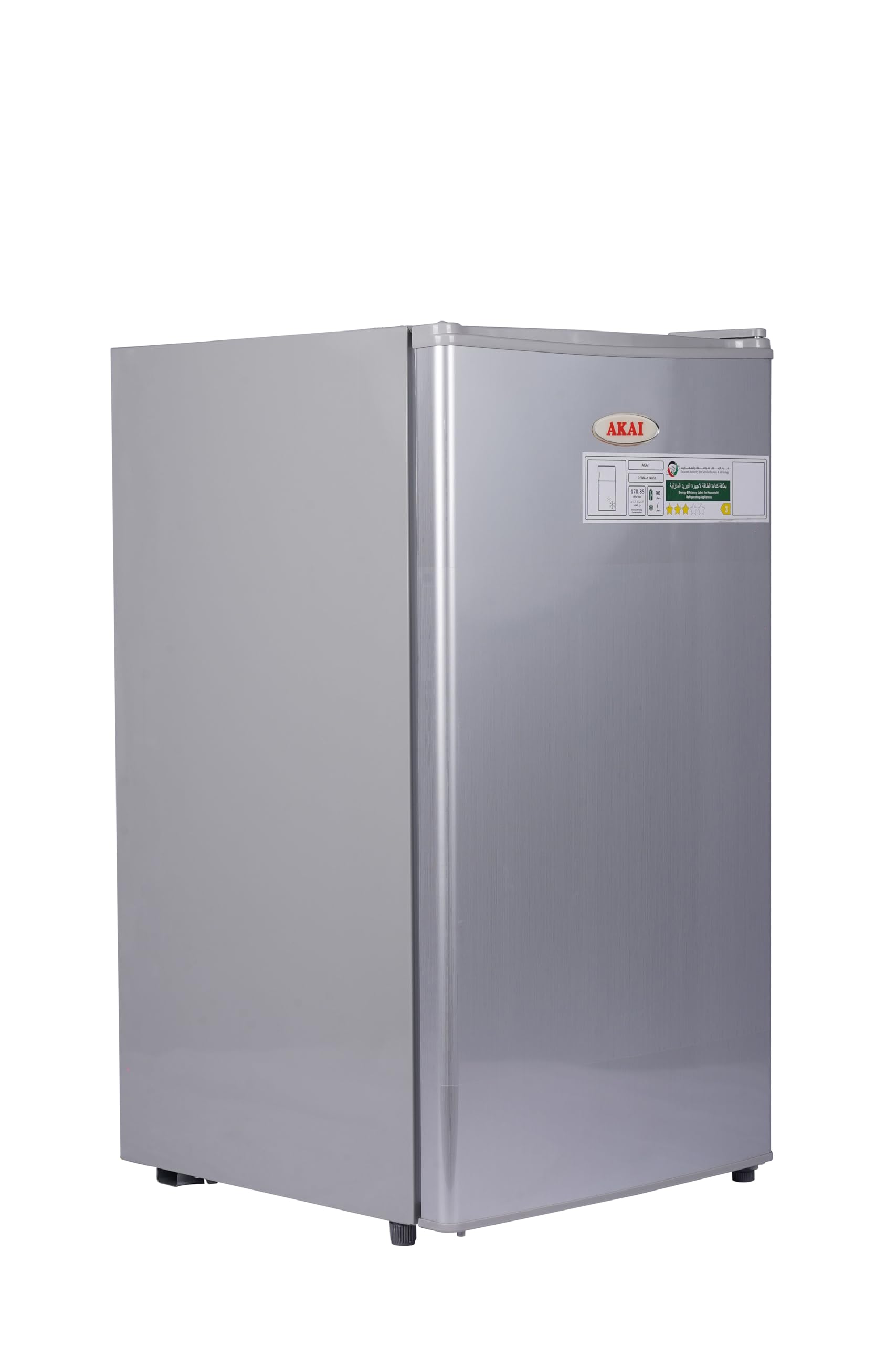 یخچال کمپکت یک دربه Akai 140L با دراور سبزیجات، جعبه فریزر، قفسه قابل تنظیم، نگهدارنده بطری، یخچال کوچک مناسب برای آشپزخانه، اتاق خواب، دفتر 49Dx45Wx83.1H سانتی‌متر، سفید RFMA-K140S6