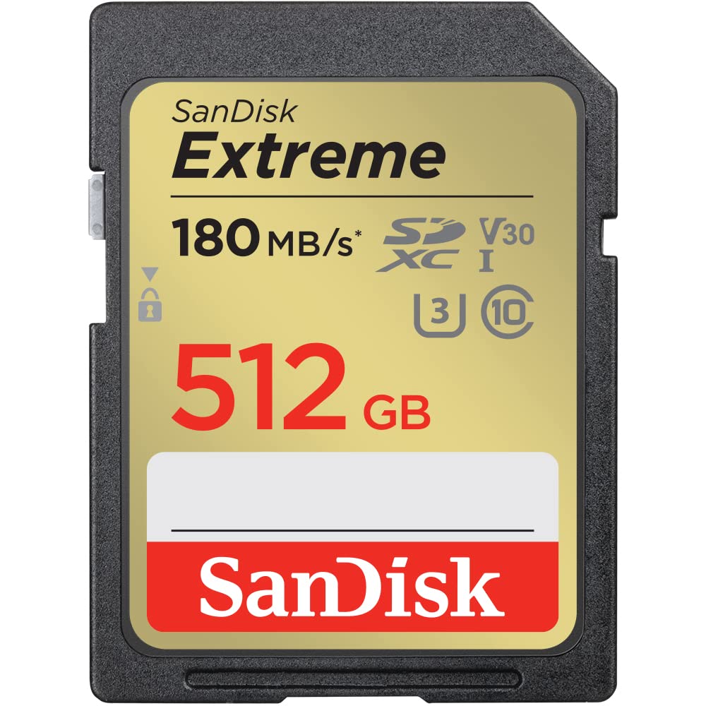 کارت حافظه SanDisk Extreme SDXC UHS-I 512 گیگابایت - کلاس 10، U3، V30، 4K، UHD، کارت حافظه SD - SDSDXVV-512G-GNCIN