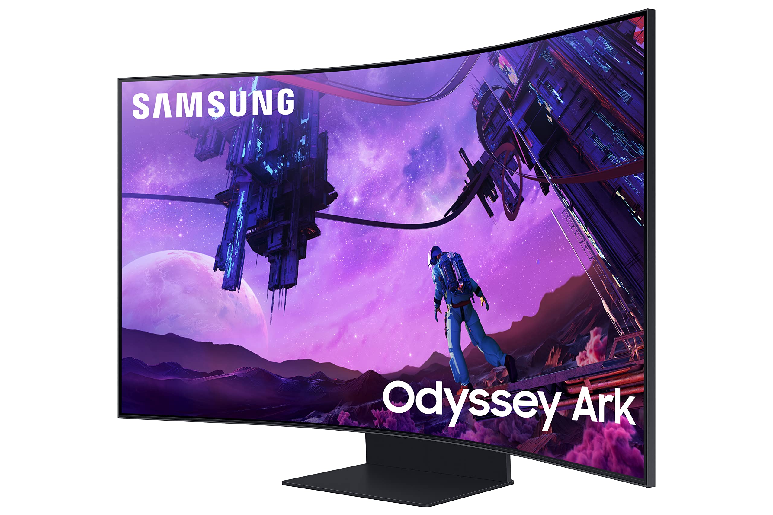 صفحه نمایش بازی منحنی ۵۵ اینچی SAMSUNG Odyssey Ark، 4K UHD 165Hz 1ms (GTG) با فناوری Quantum Mini-LED، صدا به صورت کوپیت، صدا فناوری Sound Dome، نمای چندگانه، HDR10+ (S55BG970NN) ۲۰۲۲