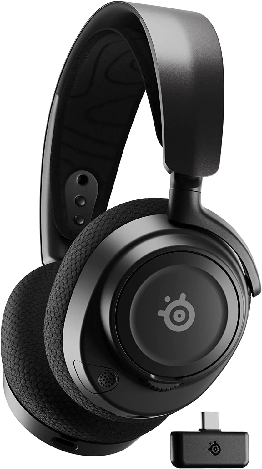 هدست SteelSeries Arctis Nova 7 - بی‌سیم برای بازی رایانه ای و موبایل - سیستم صوتی - 2.4 گیگاهرتز و بلوتوث همزمان - باتری 38 ساعته - یواس‌بی-سی - میکروفون ClearCast نسل دوم - پی‌سی، پلی‌استیشن، سوییچ - مشکی بی‌‌سیم Nova 7