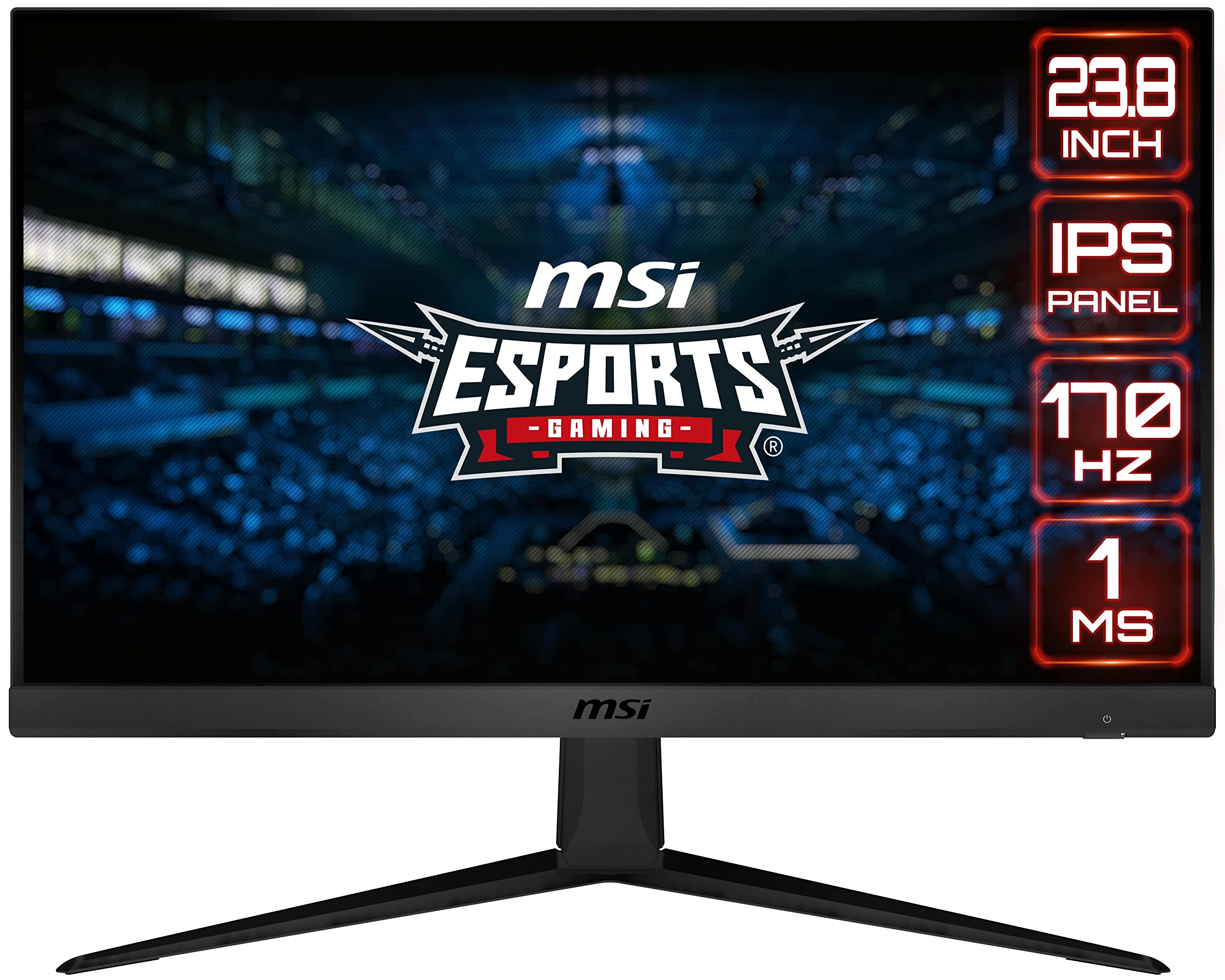 MSI G2412، مانیتور بازی 24 اینچ، 1920 × 1080 (FHD)، IPS، 1 میلی‌ثانیه، 170 هرتز، FreeSync Premium، HDMI، Displayport، تیلت