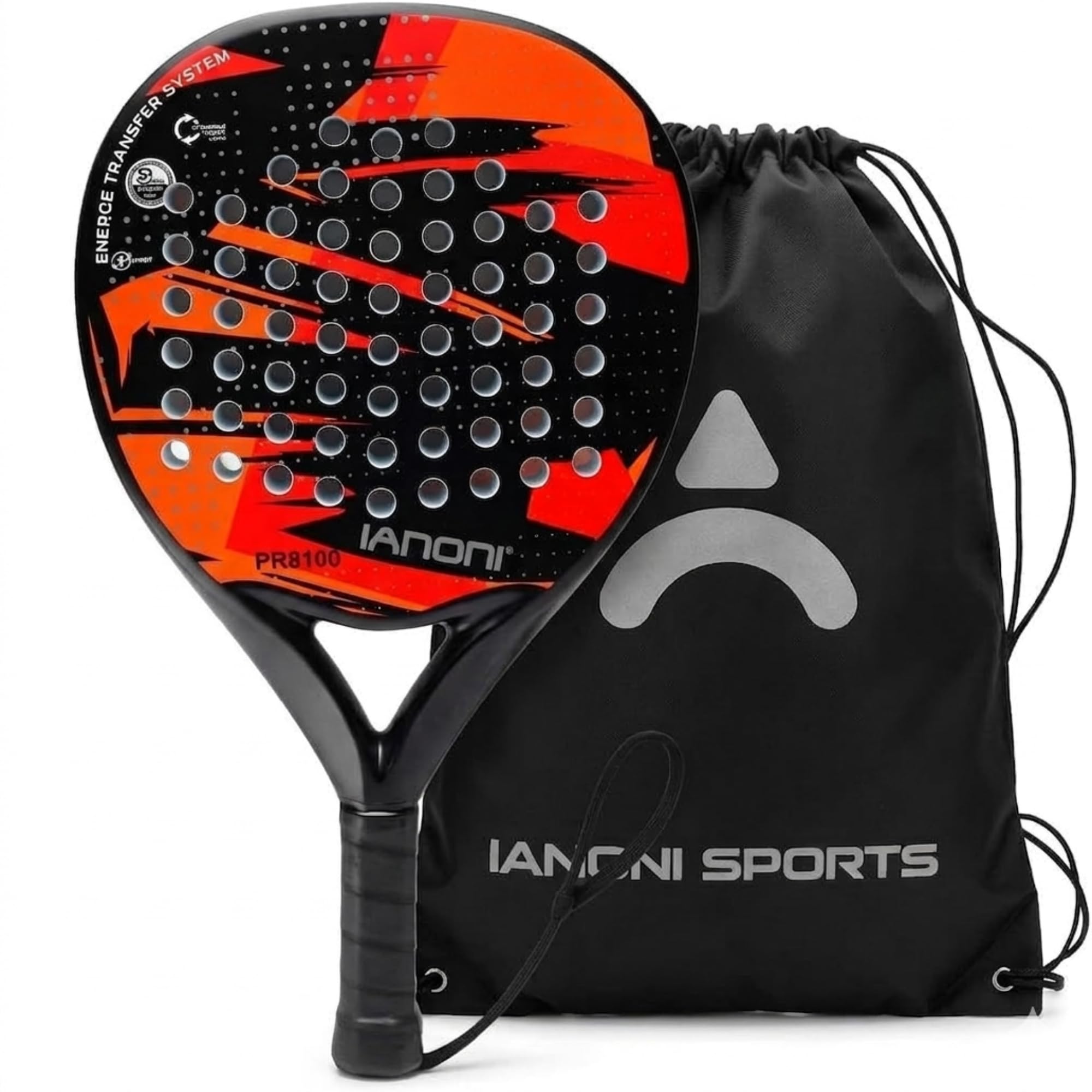 ianoni Paddle Tennis Racket Carbon Fiber Surface with EVA Memory Flex Foam Core POP Padle Racquts Red