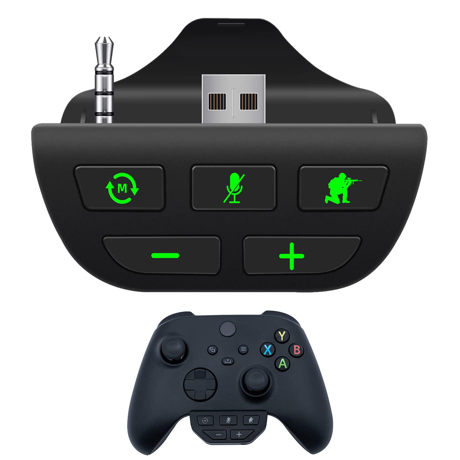 آداپتور هدست برای Xbox Series X/S، آداپتور صدای استریو هدست با تنظیم ولوم و حالت Scout برای Xbox One S/X با کنترلرهای جک 3.5 میلی‌متری (سیاه)