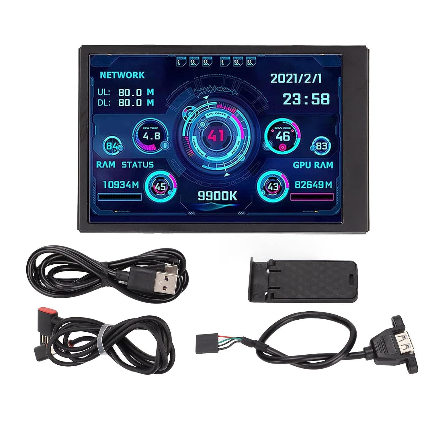 نمایشگر IPS USB Mini Screen 3.5 اینچ AIDA64 برای نظارت بر داده‌های CPU و RAM کامپیوتر، پشتیبانی از نظارت بر CPU، GPU، RAM، دما، سرعت شبکه، تاریخ، زمان، حجم صدا، پیش‌بینی آب و هوا و نمایشگر پنل سنسور PC