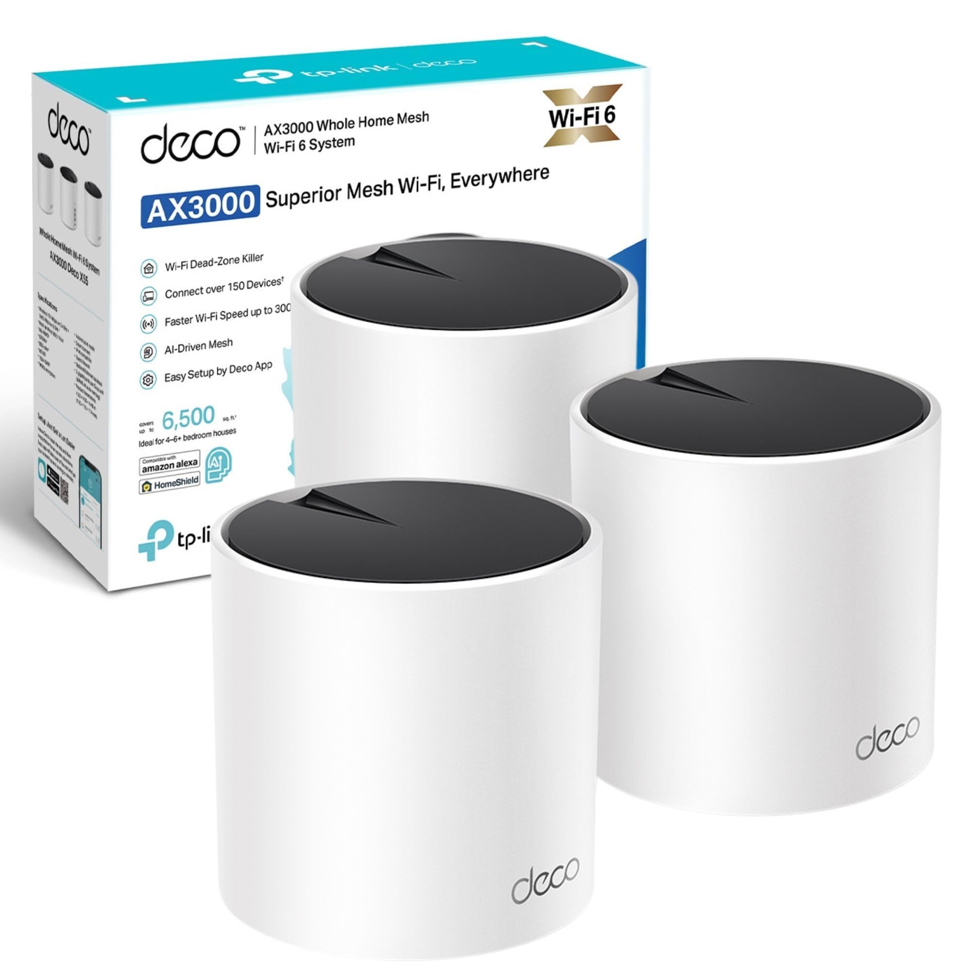 TP-Link Deco X55 Mesh Wi-Fi، 3 بسته، مشکی، Deco X55(3-pack) AX3000 WiFi 6