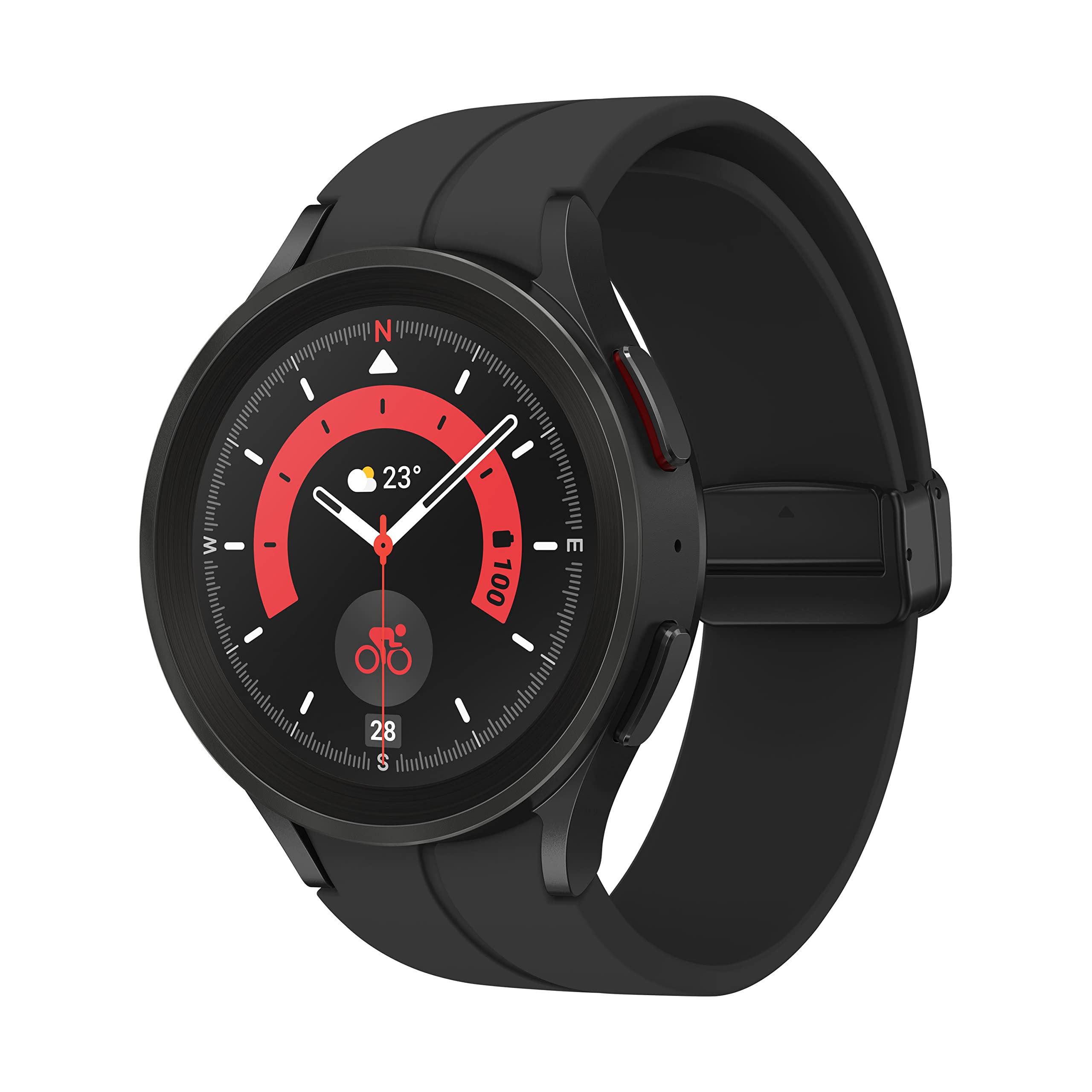 ساعت هوشمند Samsung Galaxy Watch5 Pro، پایش سلامتی، ردیاب فیتنس، باتری با عمر طولانی، بلوتوث، 45 میلی‌متر، تایتانیوم سیاه (نسخه امارات متحده)، 45 میلی‌متر تایتانیوم سیاه مدرن